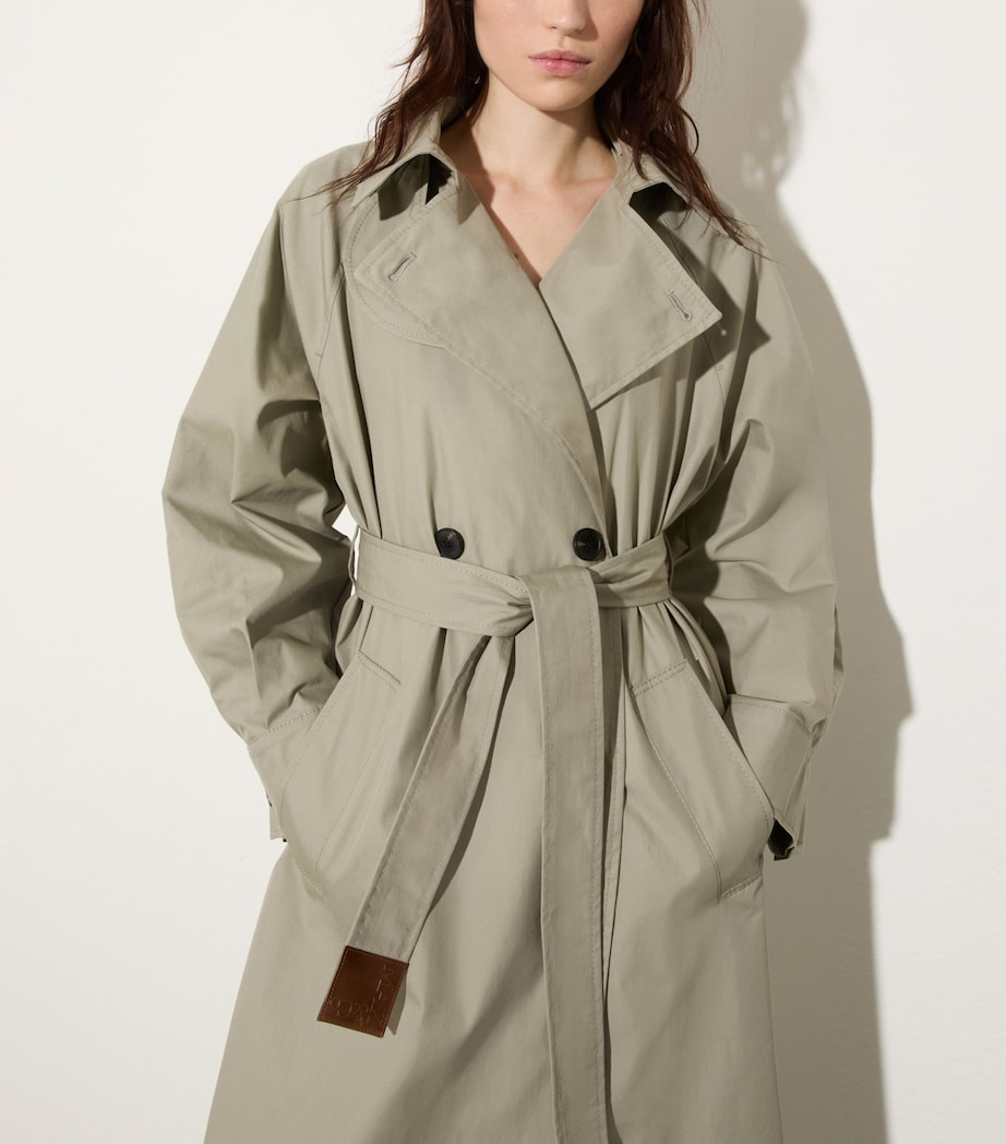 MAX&Co. Womens Cotton-Blend Trench Coat Sage Image 5