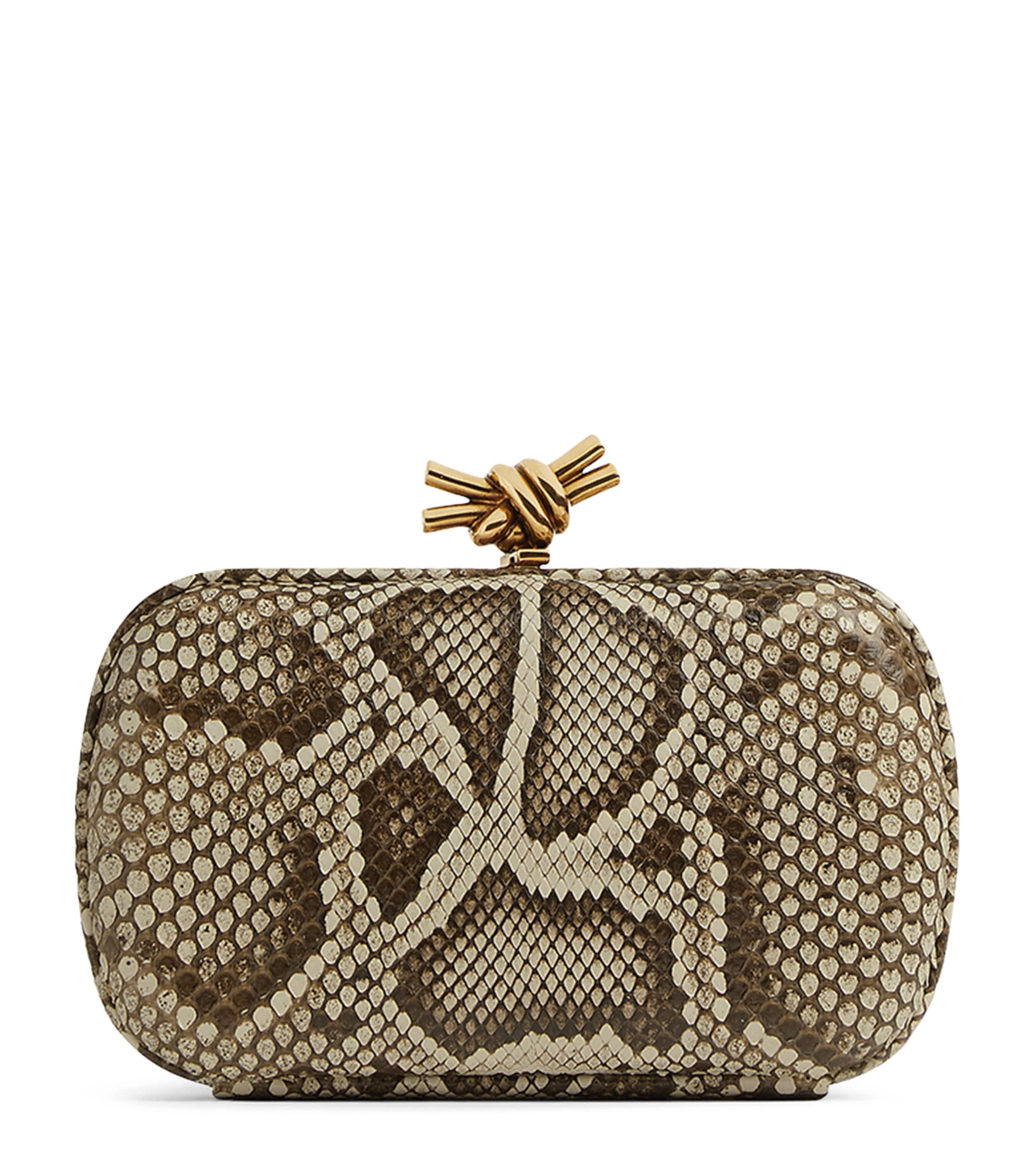 Bottega Veneta Snakeskin Knot Clutch Bag