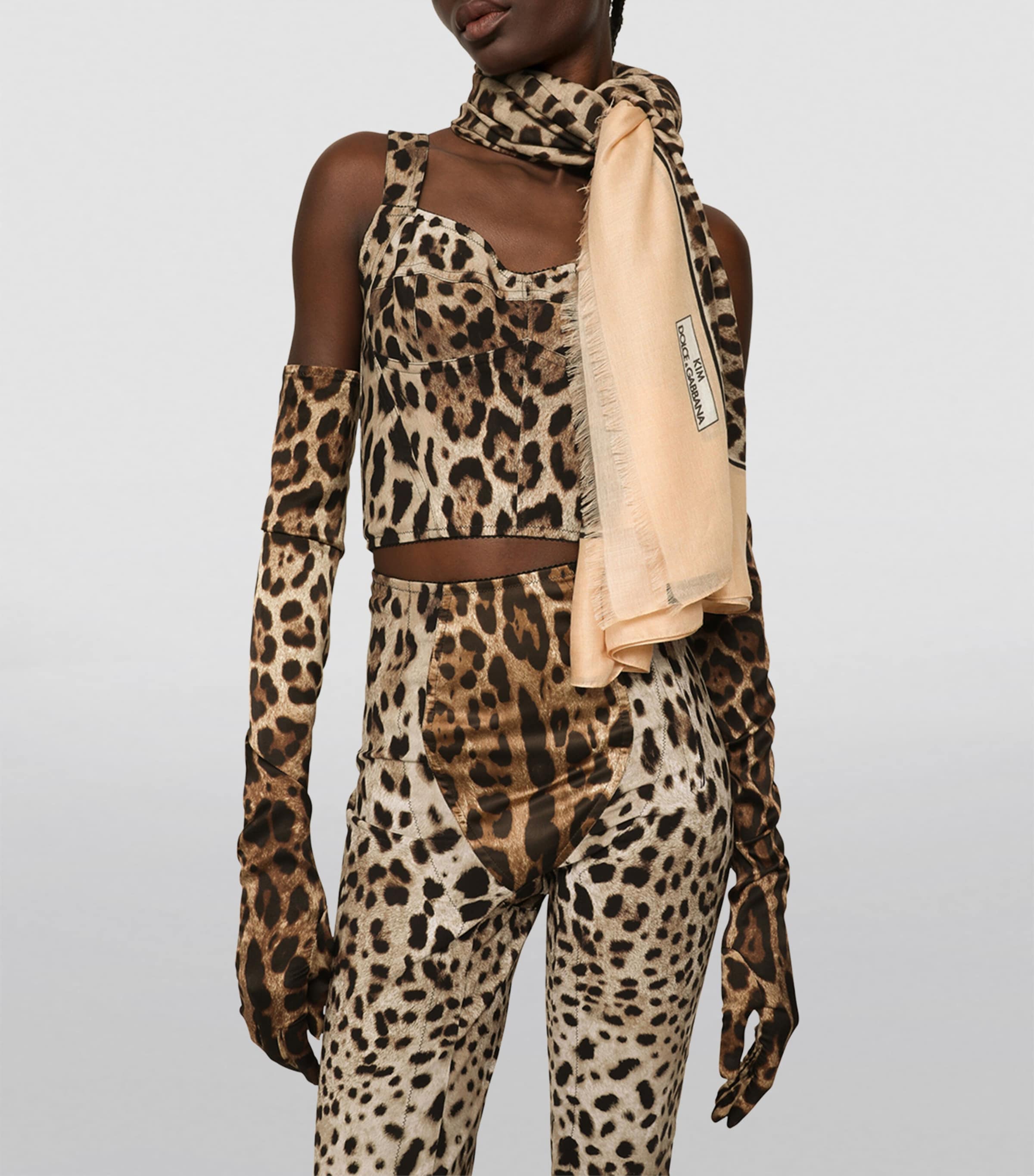 KIM DOLCE&GABBANA Leopard-print Cashmere and Modal Scarf H213M-LEO BORDO NUDO Image 2
