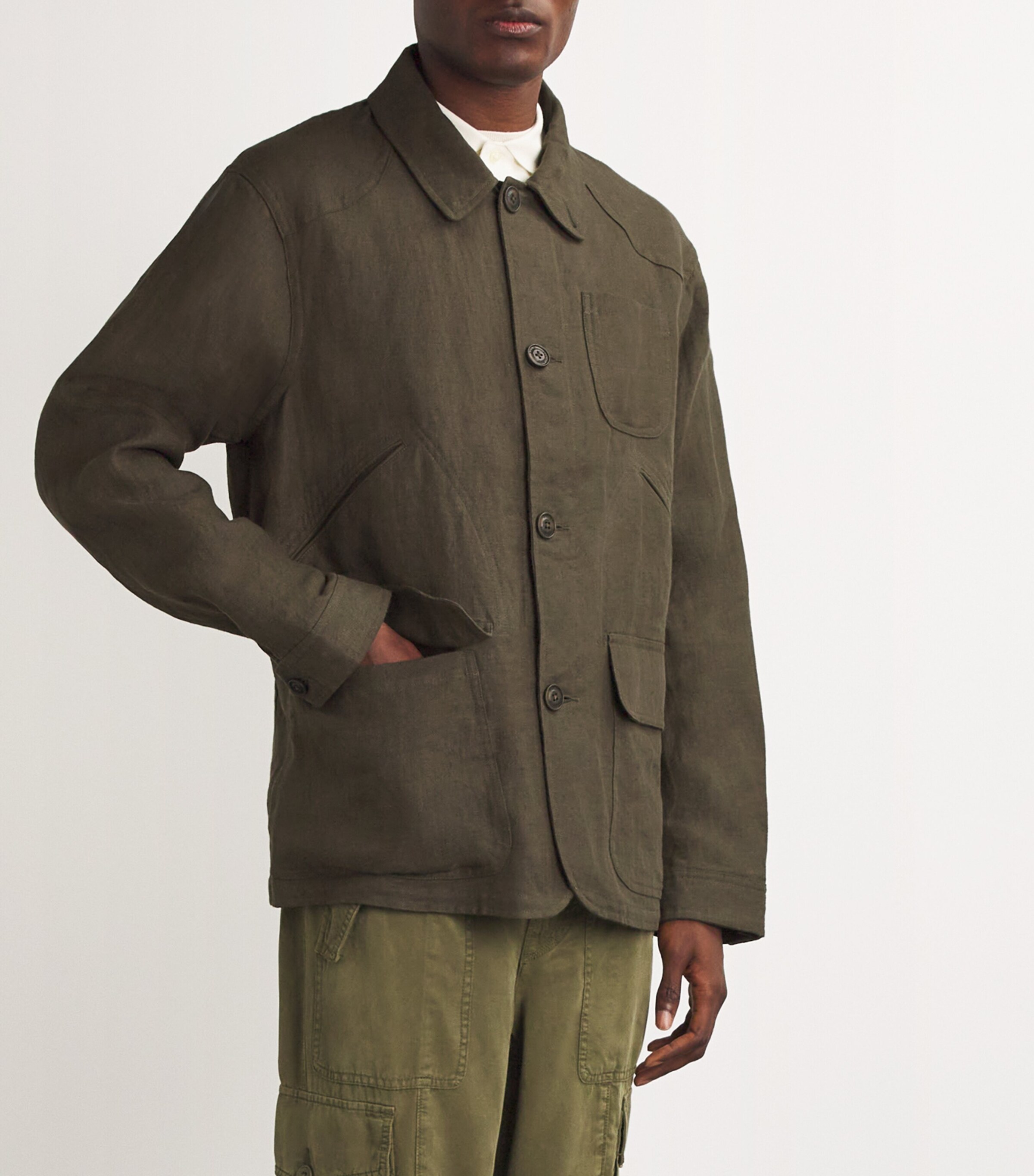 Polo Ralph Lauren Green Linen Herringbone Utility Jacket | Harrods US