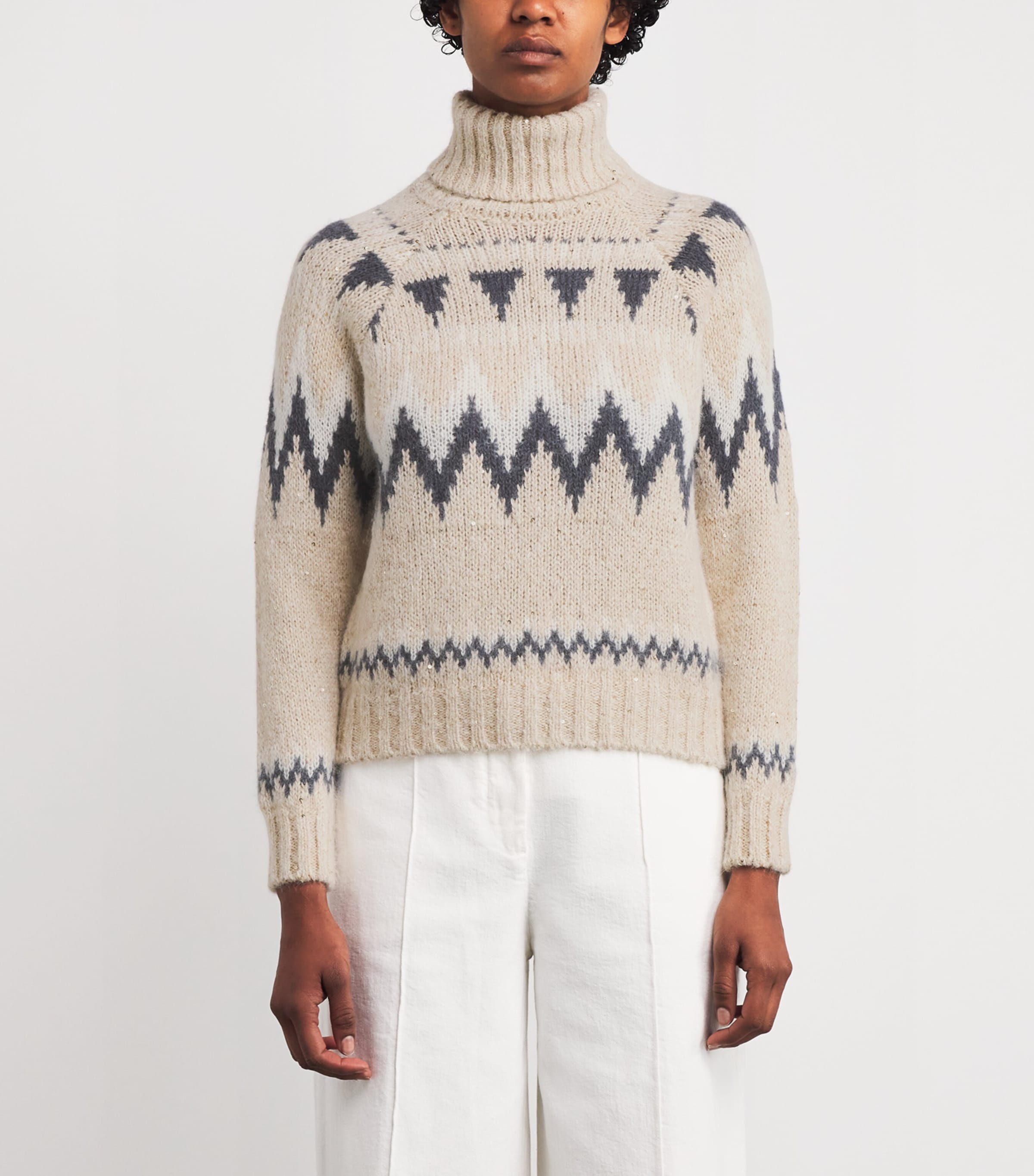 Wool-Blend Jacquard Knit Sweater SABBIA Image 3