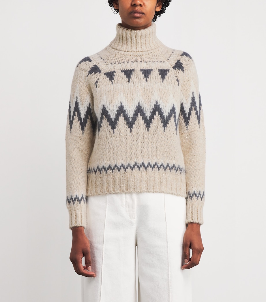 Wool-Blend Jacquard Knit Sweater SABBIA Image 3