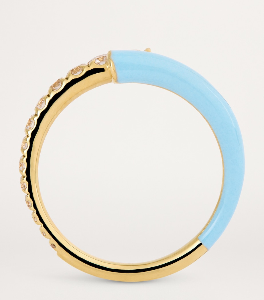 Yellow Gold, Diamond and Enamel Lola Pinky Ring YELLOW GOLD Image 3