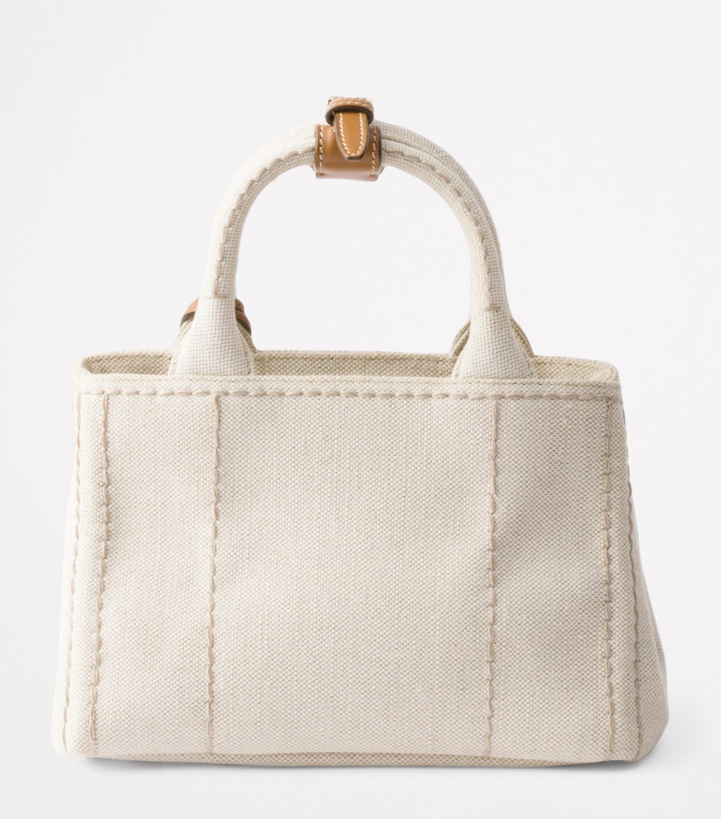 Prada Mini Cotton-Linen Top-Handle Bag Image 3