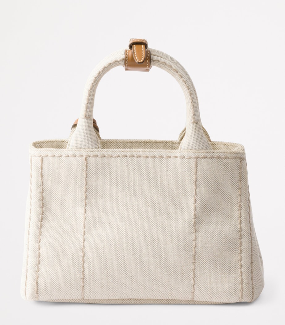 Prada Mini Cotton-Linen Top-Handle Bag Image 3