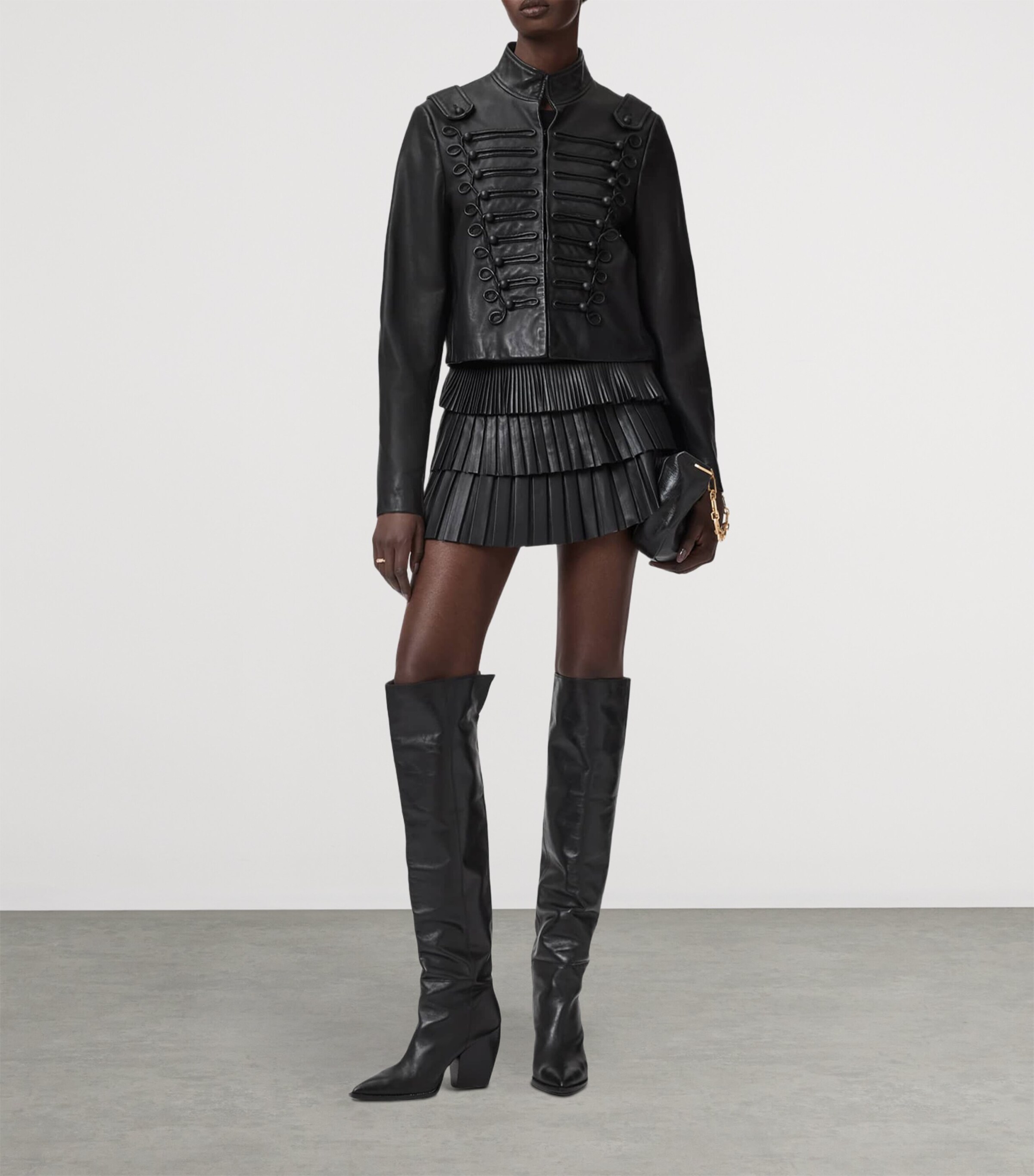 AllSaints Womens Rummy Leather Jacket Black Image 4