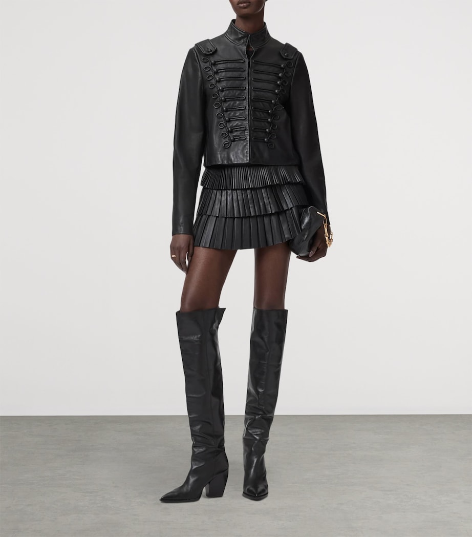 AllSaints Womens Rummy Leather Jacket Black Image 4