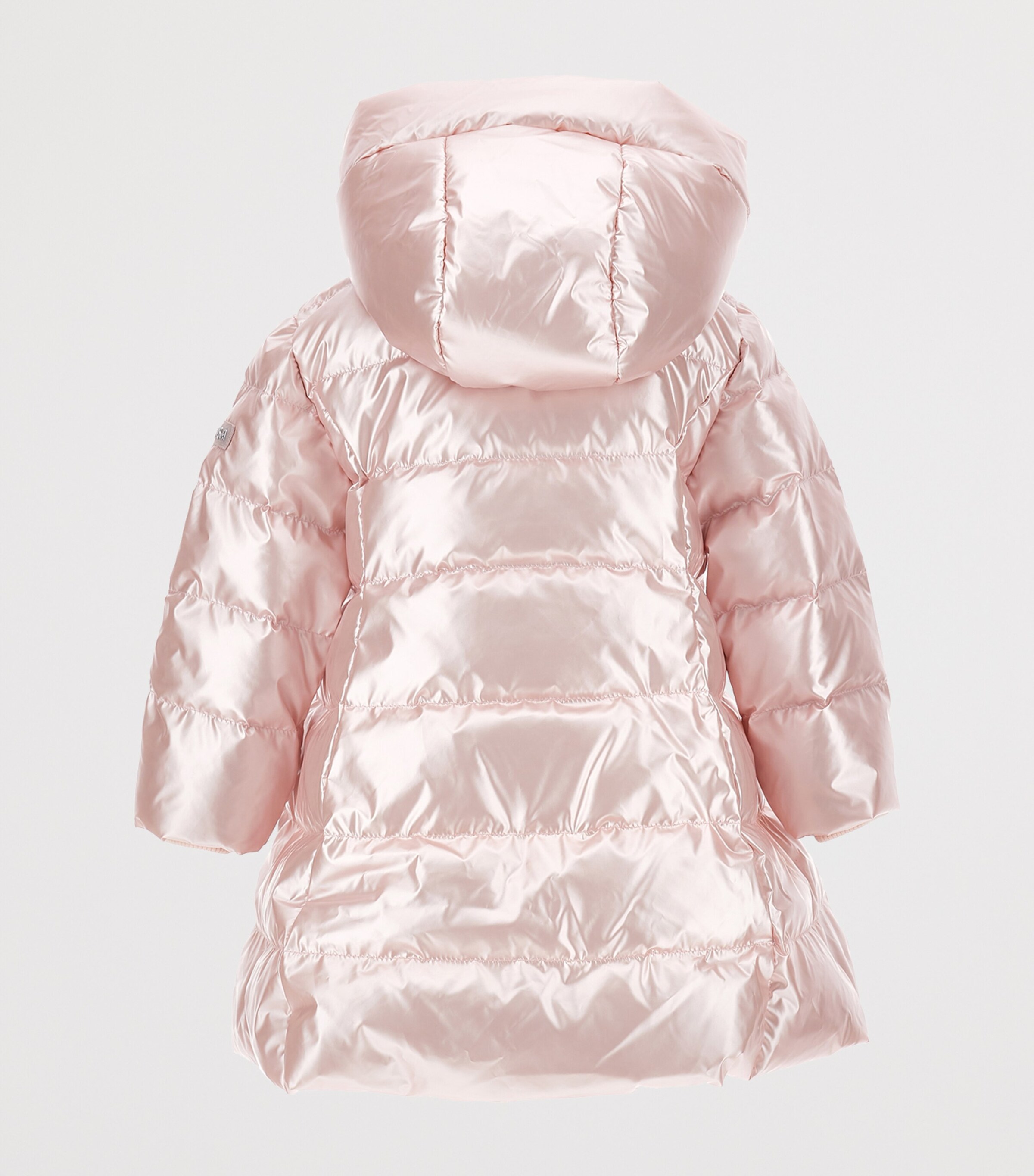 Monnalisa White Patchwork Down Jacket With Zipper & Hood