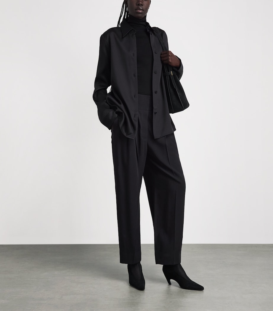 Toteme Womens Pleated Balloon Trousers Black Image 2