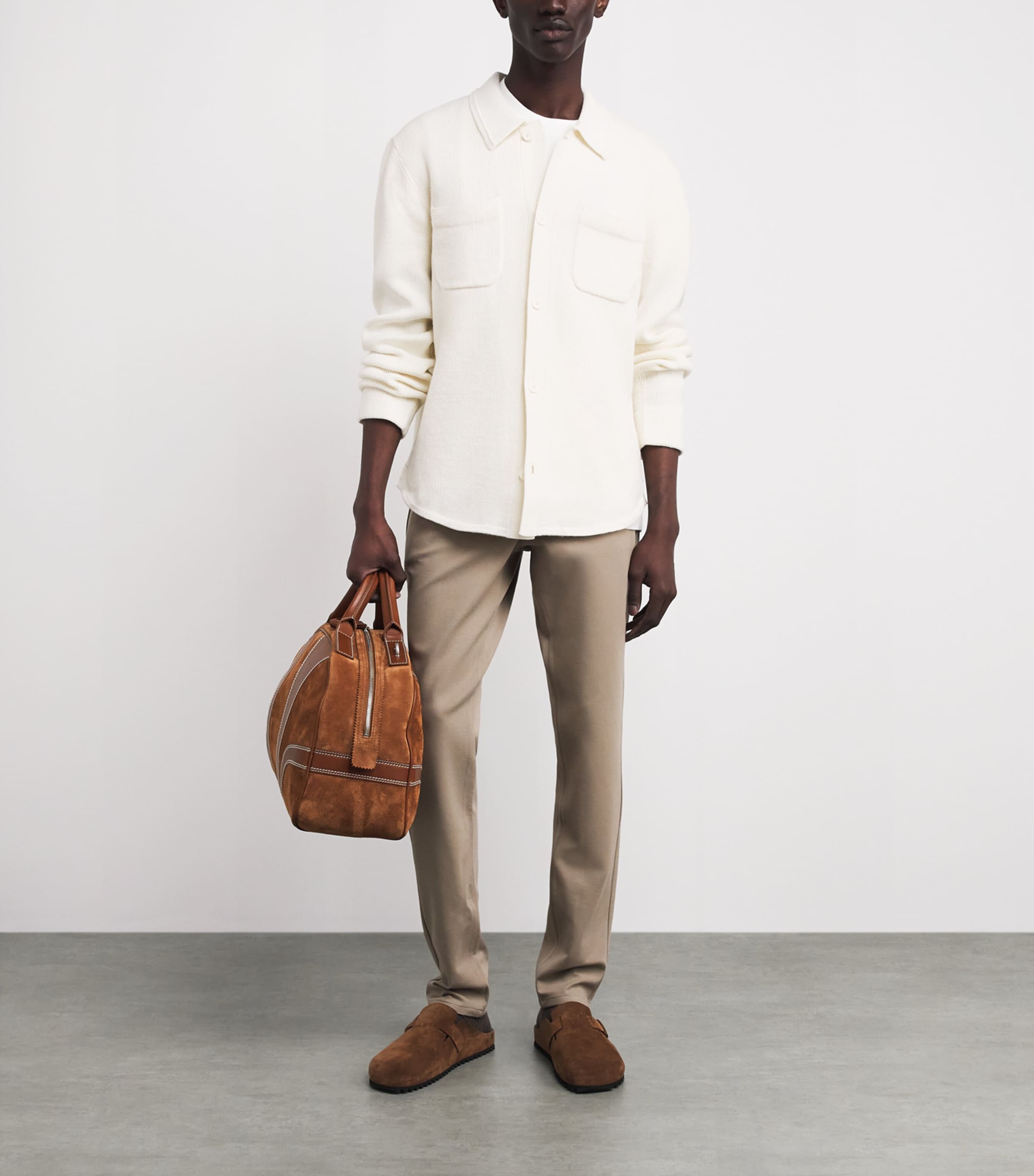 PAIGE Mens Cotton-Wool Mason Cardigan Cream Tusk Image 2
