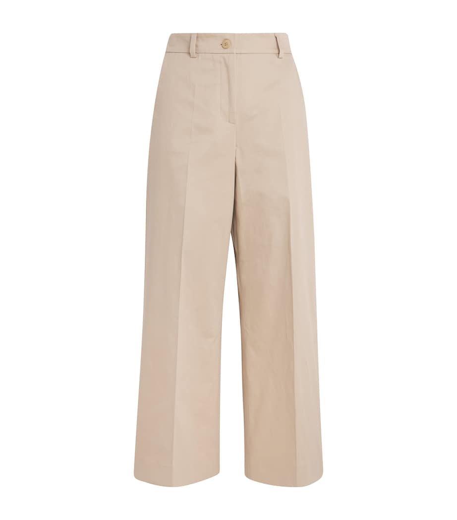 Cotton Straight Trousers BEIGE Image 1