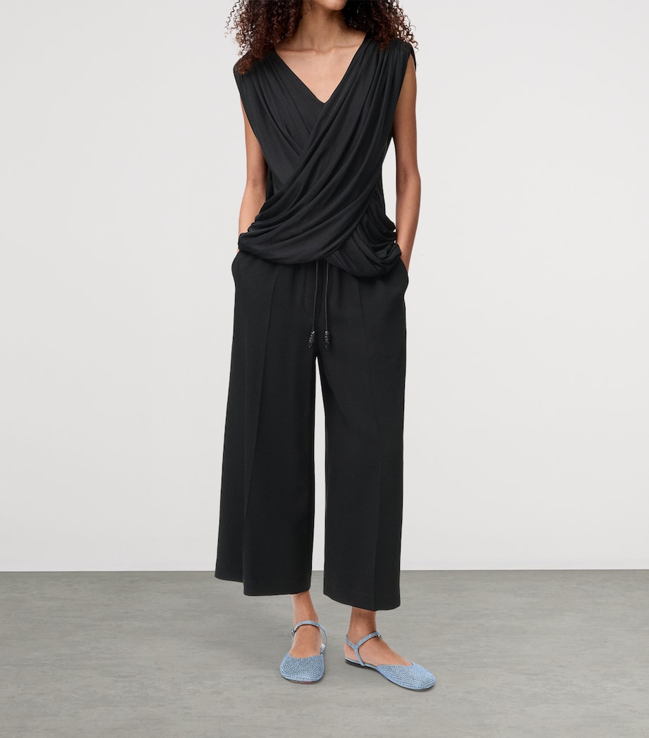 Cropped Wide-Leg Trousers BLACK Image 2