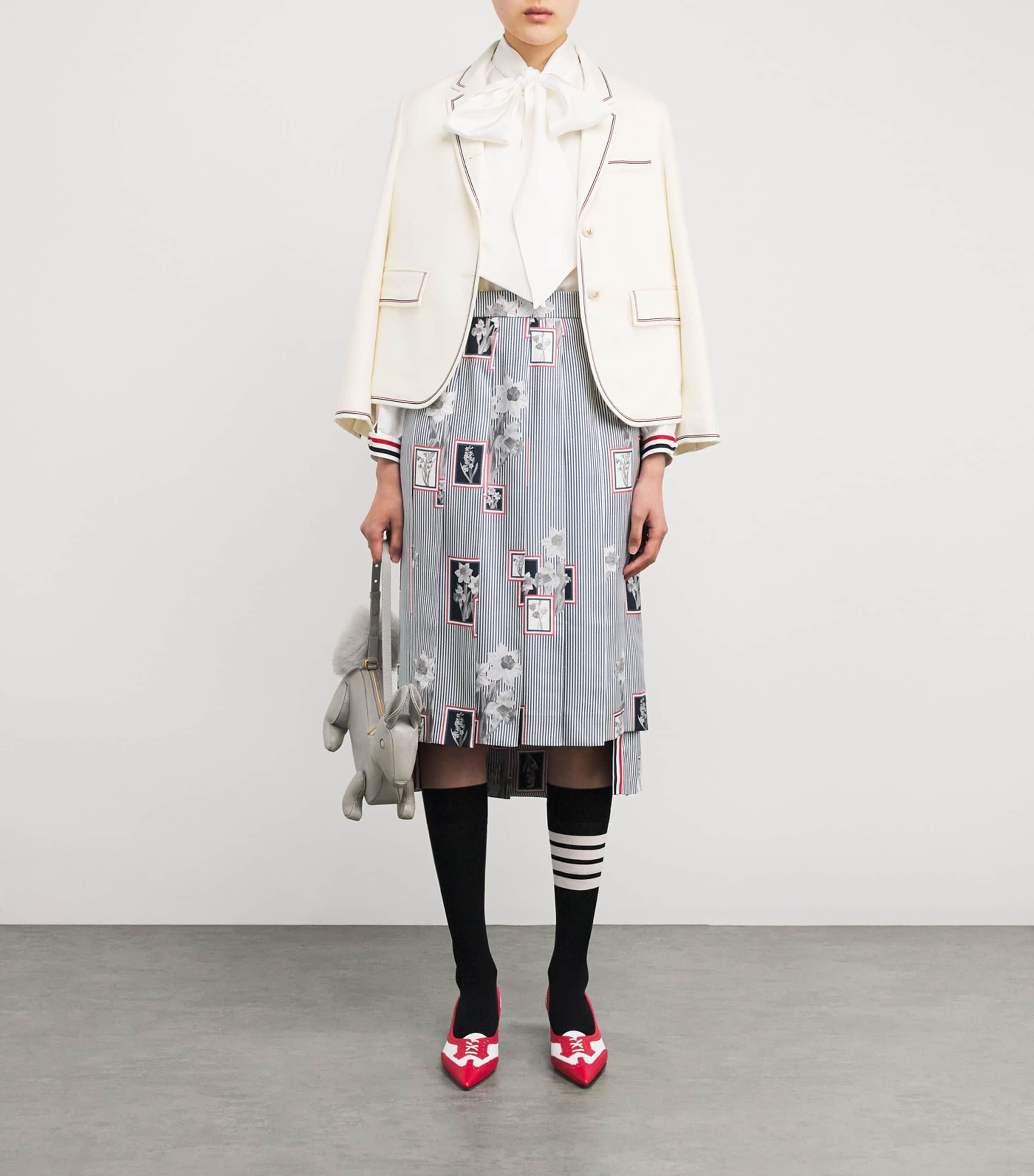 Cashmere Tricolour-Stripe Blazer WHITE Image 2