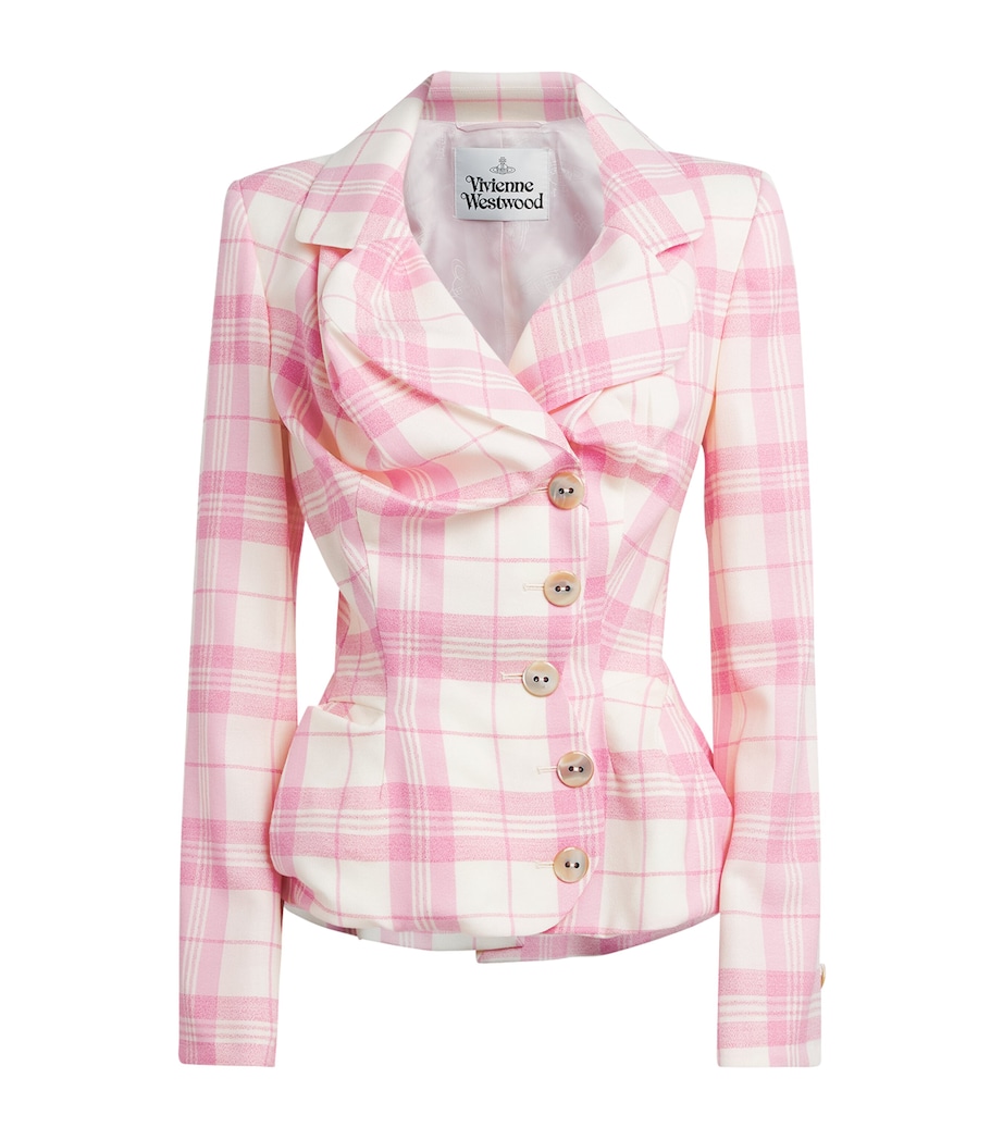 Vivienne Westwood Womens Check Asymmetric Drunken Jacket Ivory/pink Image 1