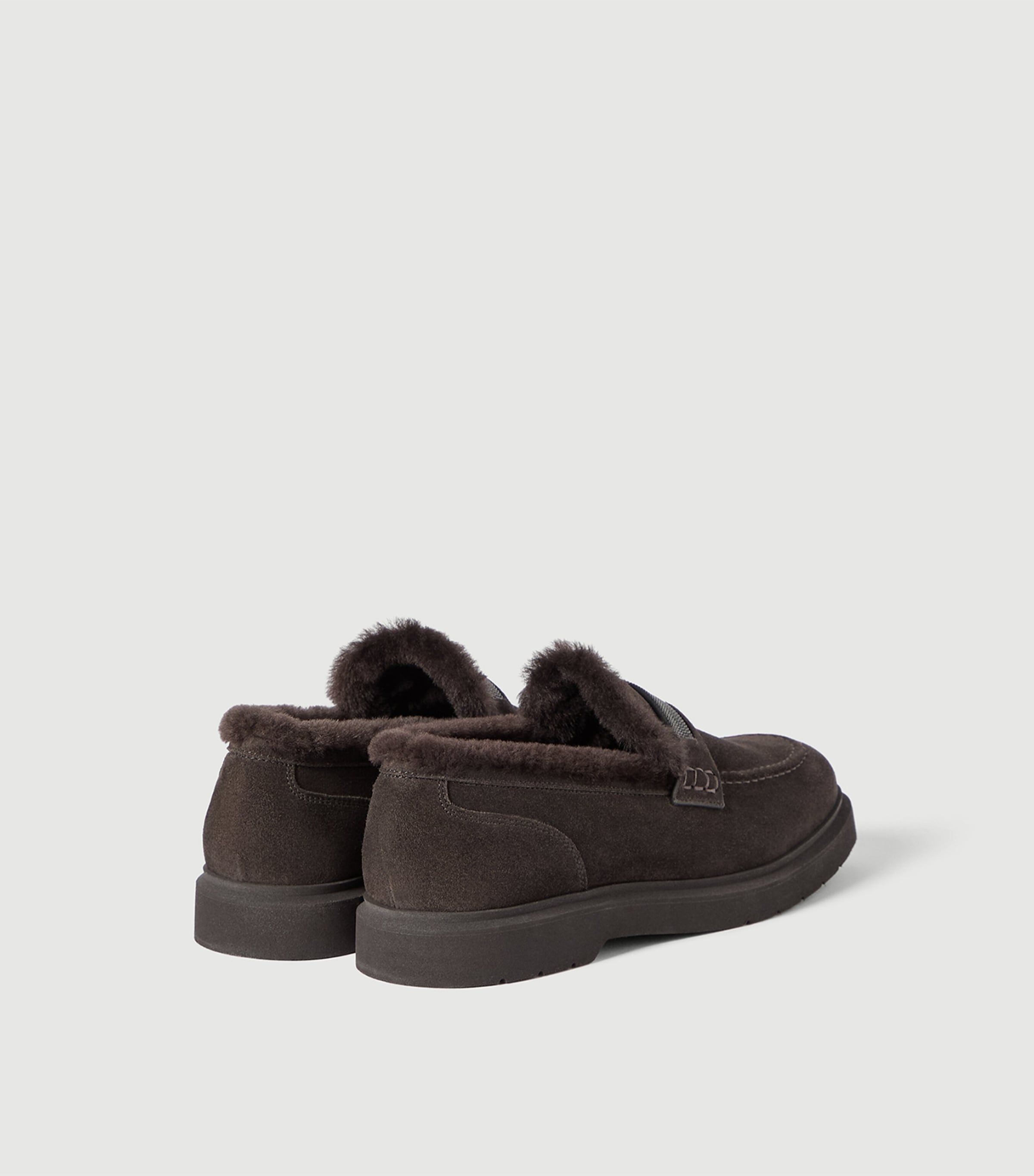 Brunello Cucinelli Suede-Shearling Penny Loafers Image 3