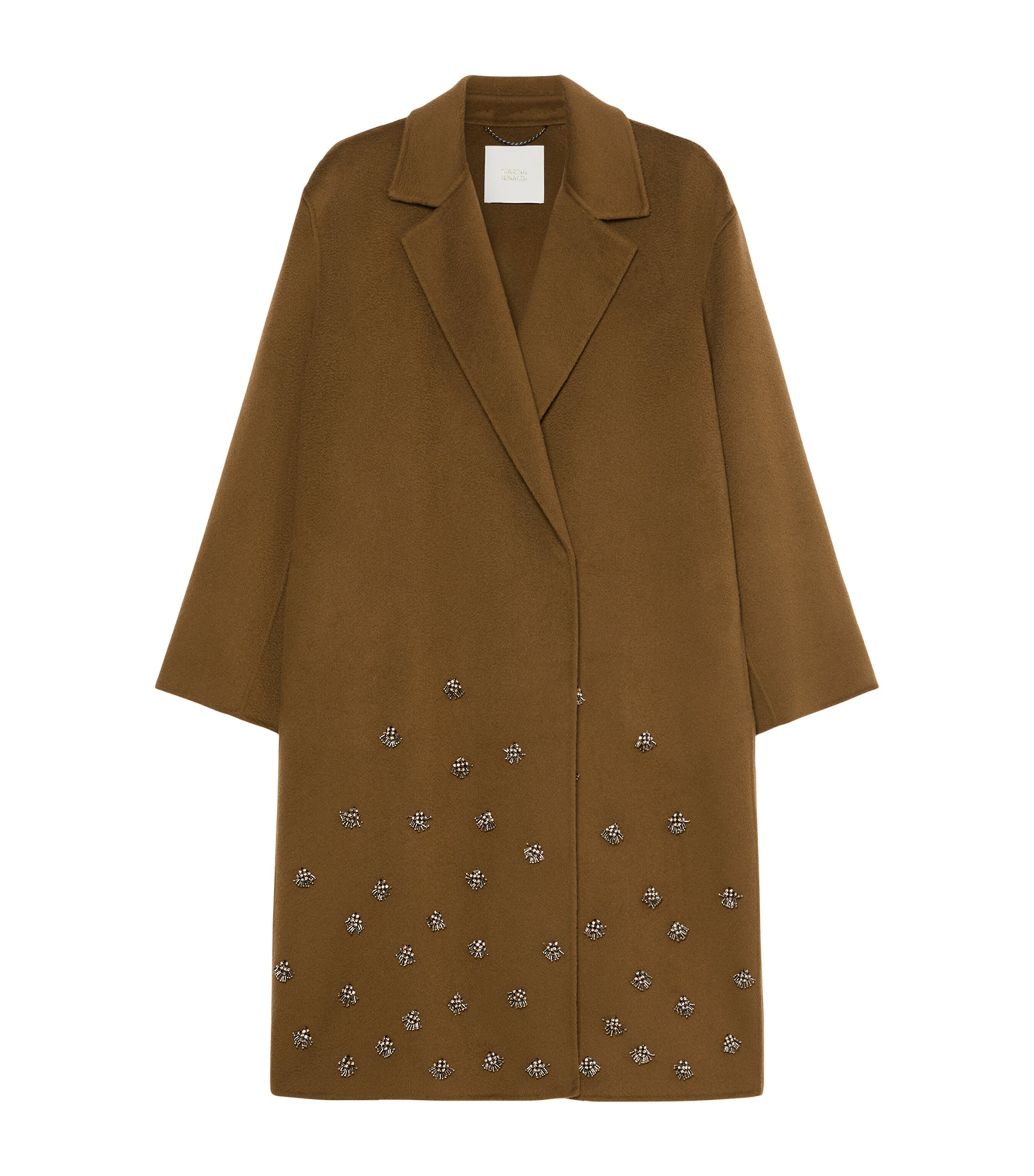 Marina Rinaldi Womens Virgin Wool Embellished Coat Kaki Image 1