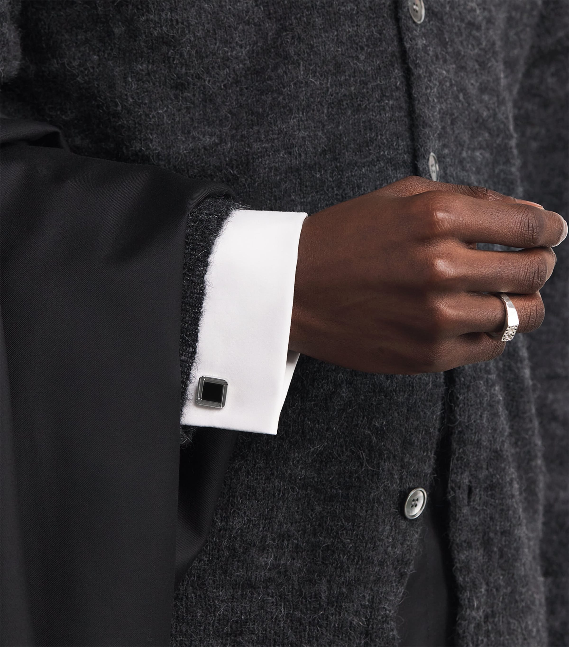 Rhodium-Plated Celtic Onyx Cufflinks ONYX Image 5