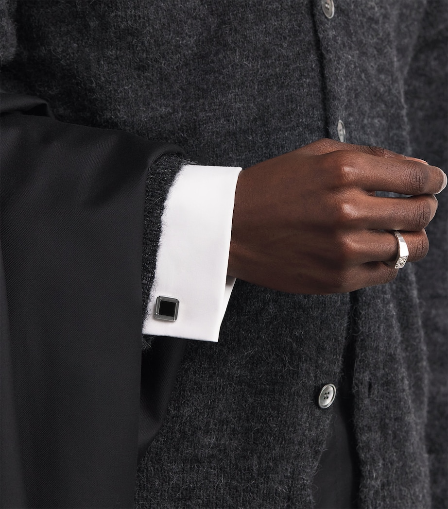 Rhodium-Plated Celtic Onyx Cufflinks ONYX Image 5