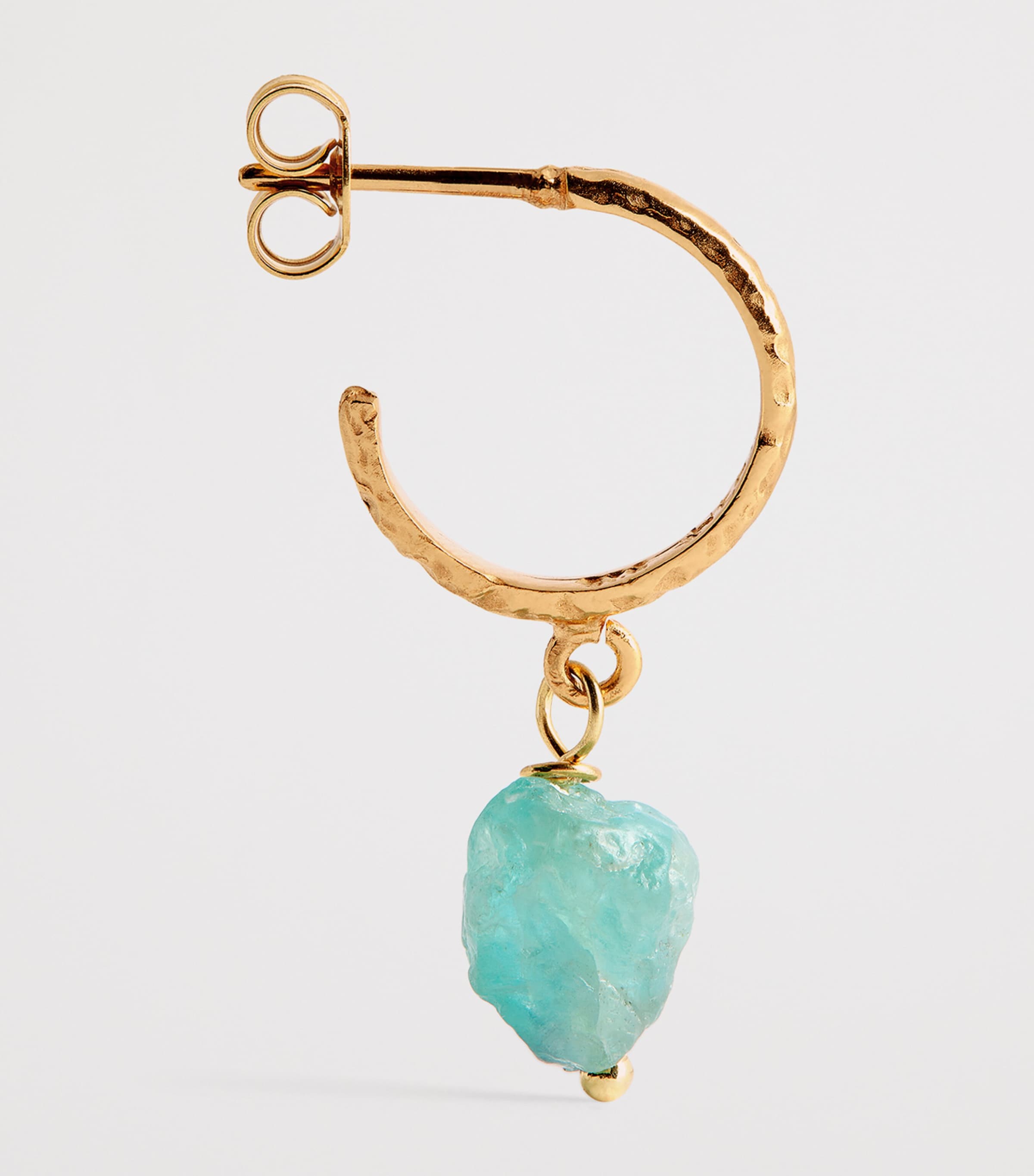 Gold-Plated and Apatite Fystiki Hoop Earrings TEAL Image 4