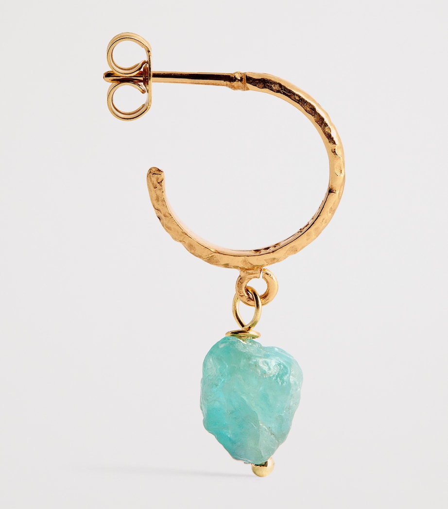 Gold-Plated and Apatite Fystiki Hoop Earrings TEAL Image 4