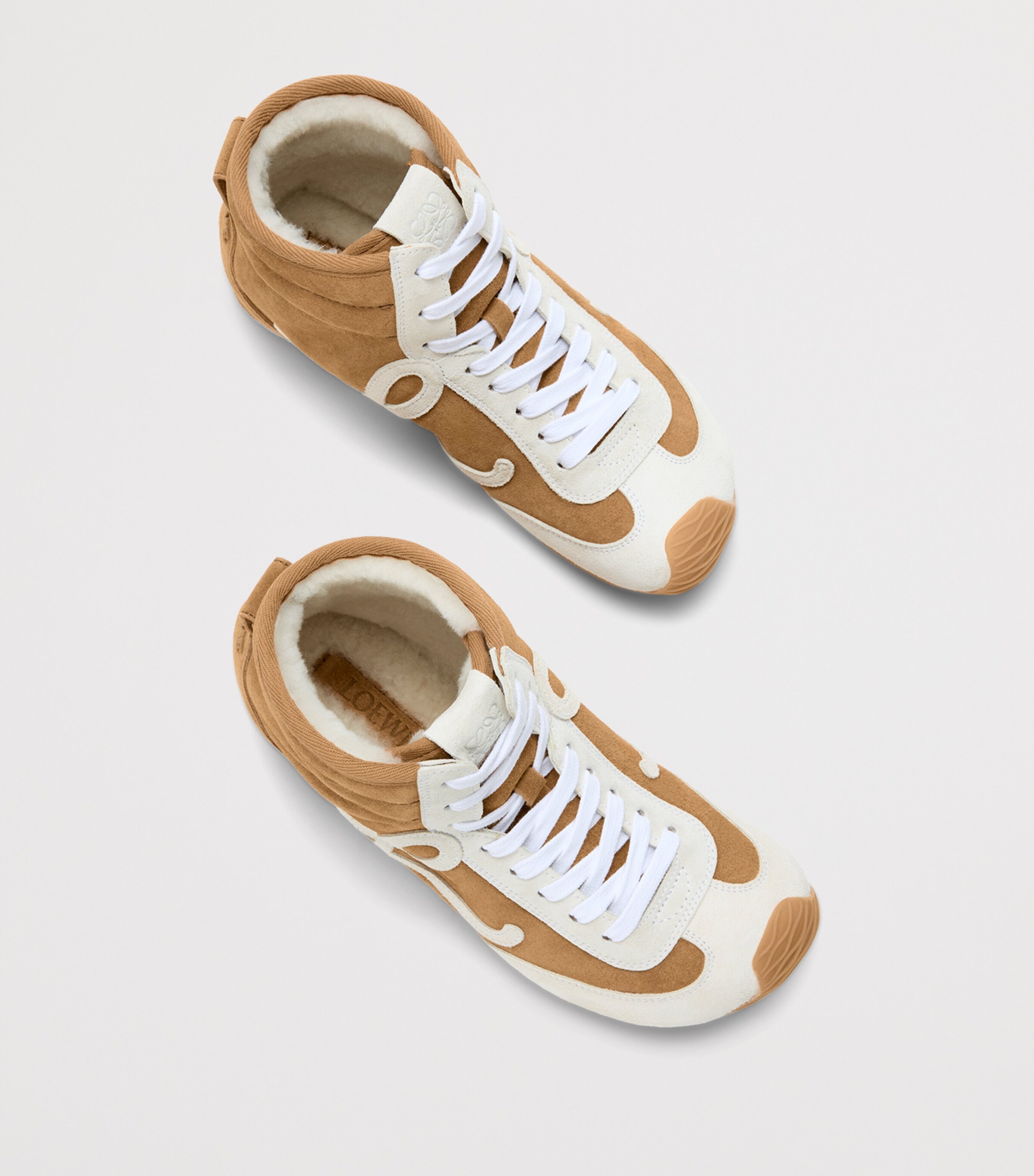Leather Ballet Runner 2.0 High-Top Sneakers TAN/WHITE Image 4
