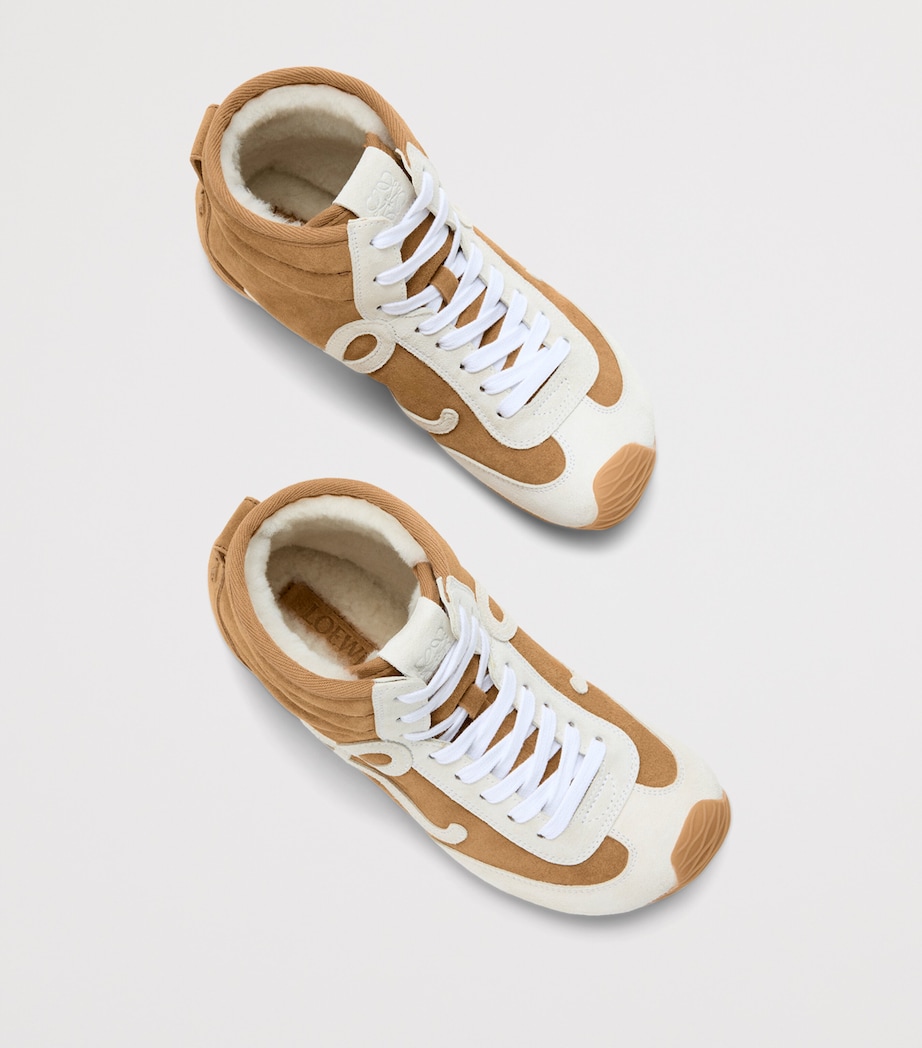 Leather Ballet Runner 2.0 High-Top Sneakers TAN/WHITE Image 4