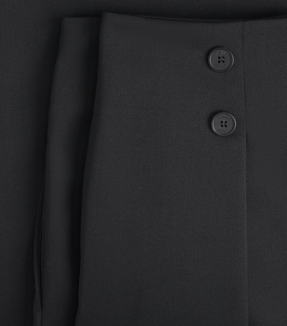 Pleated Wide-Leg Trousers BLACK Image 5