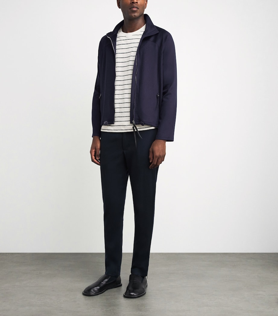 Alan Scott Mens Cashmere-Blend Track Sweater Midnight Image 2