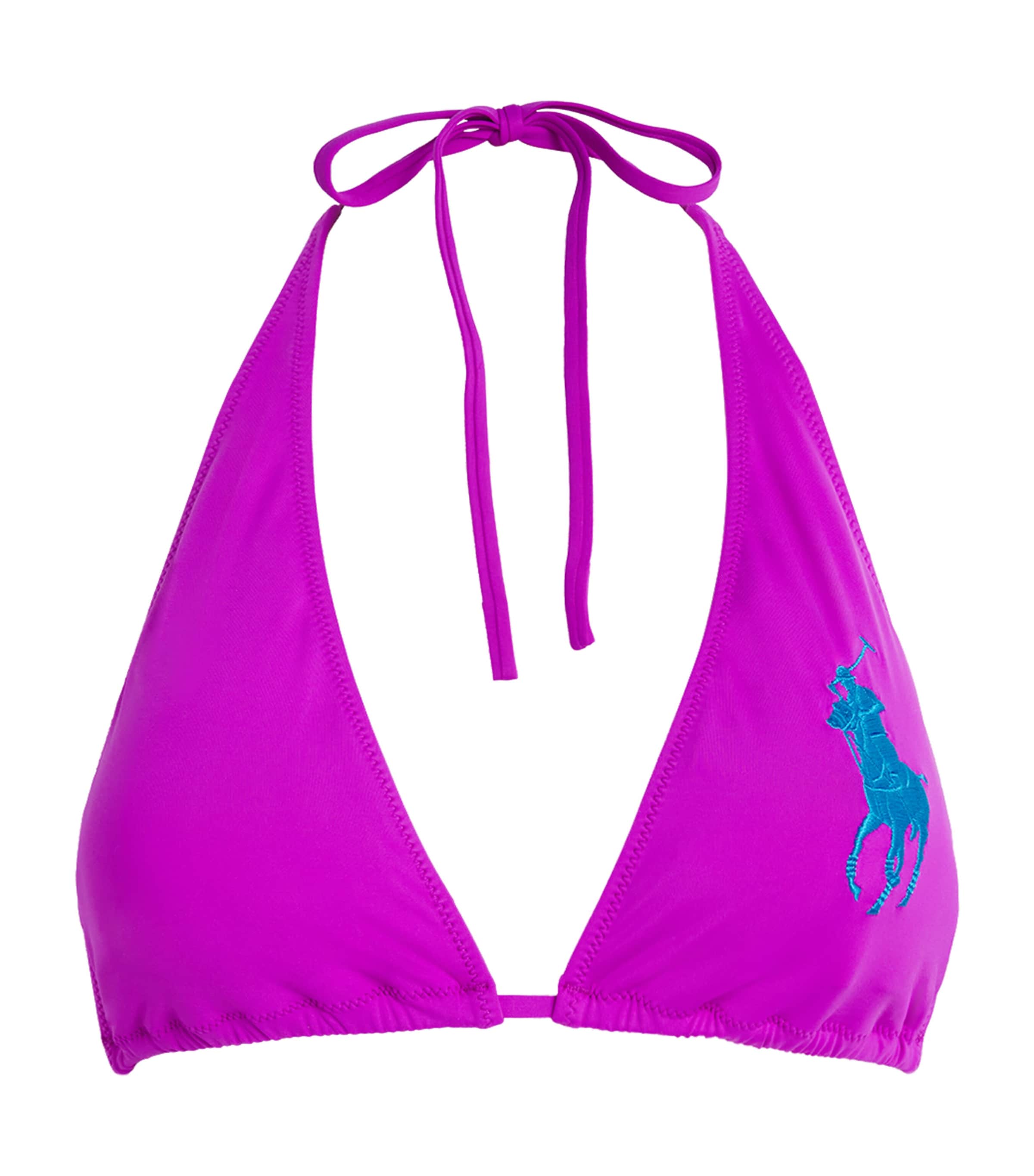 Polo Ralph Lauren Logo Ricky Triangle Bikini Top In Purple