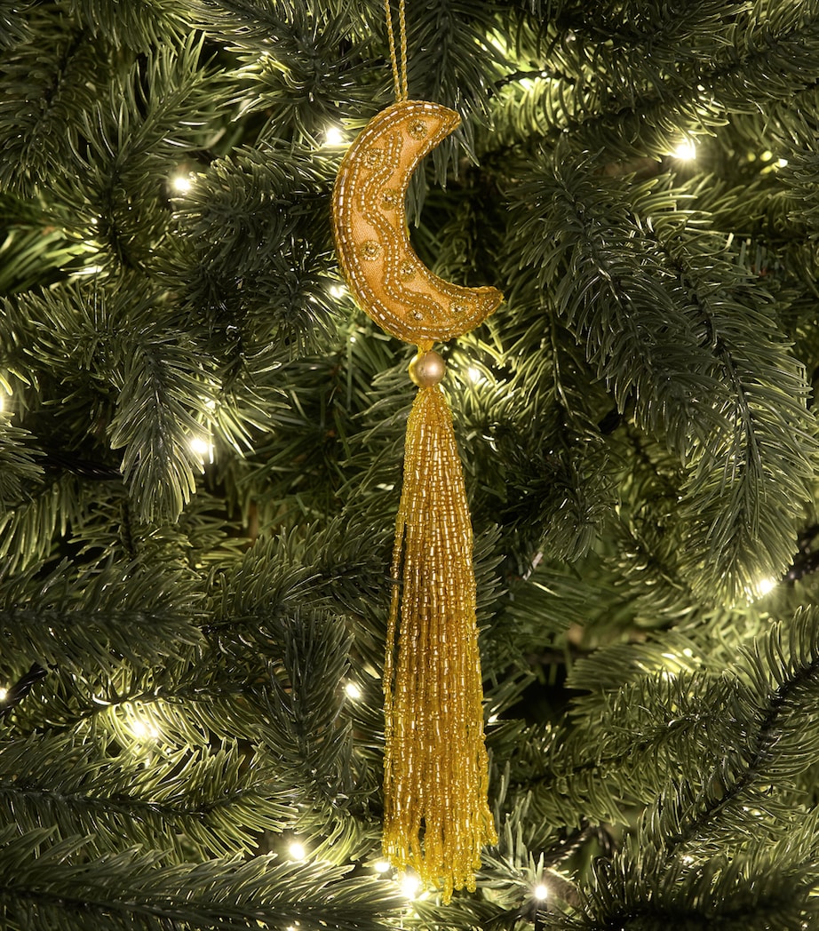 Harrods Beaded Moon Tree Decoration Gold Image 3