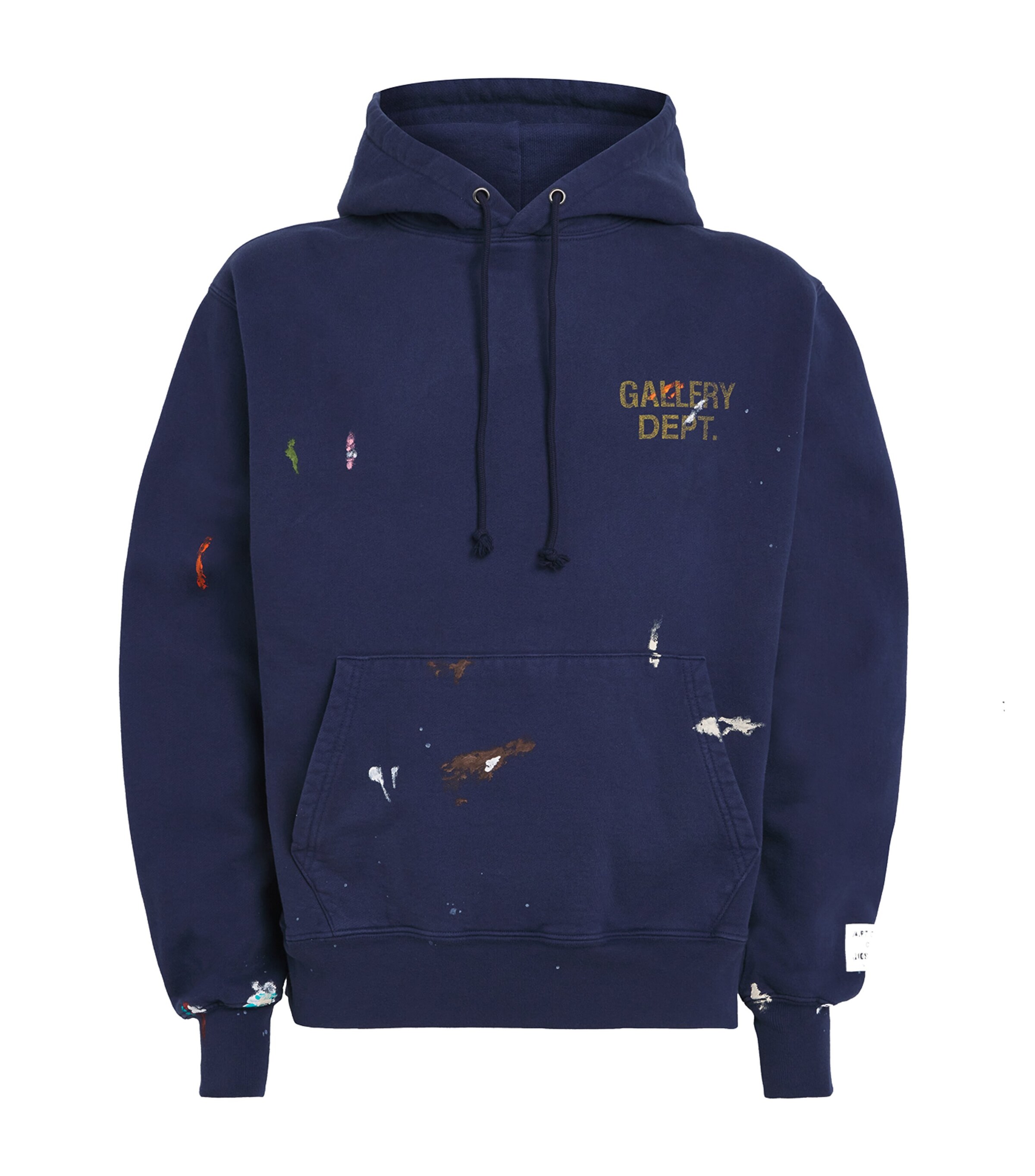 GALLERY DEPT. Mens Cotton Logo Paint Hoodie Vintage Navy Image 1