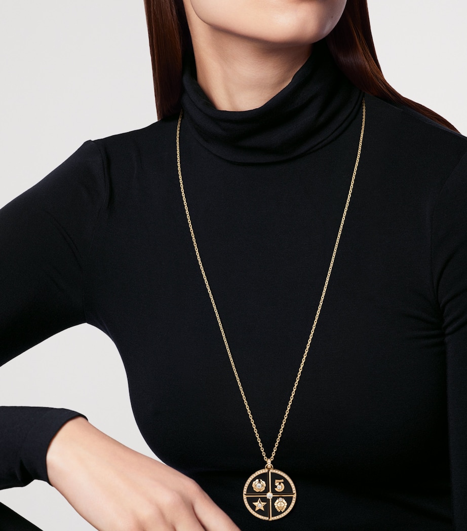 Yellow Gold, Diamond and Jade Reversible Symboles Medal Necklace YELLOW Image 2