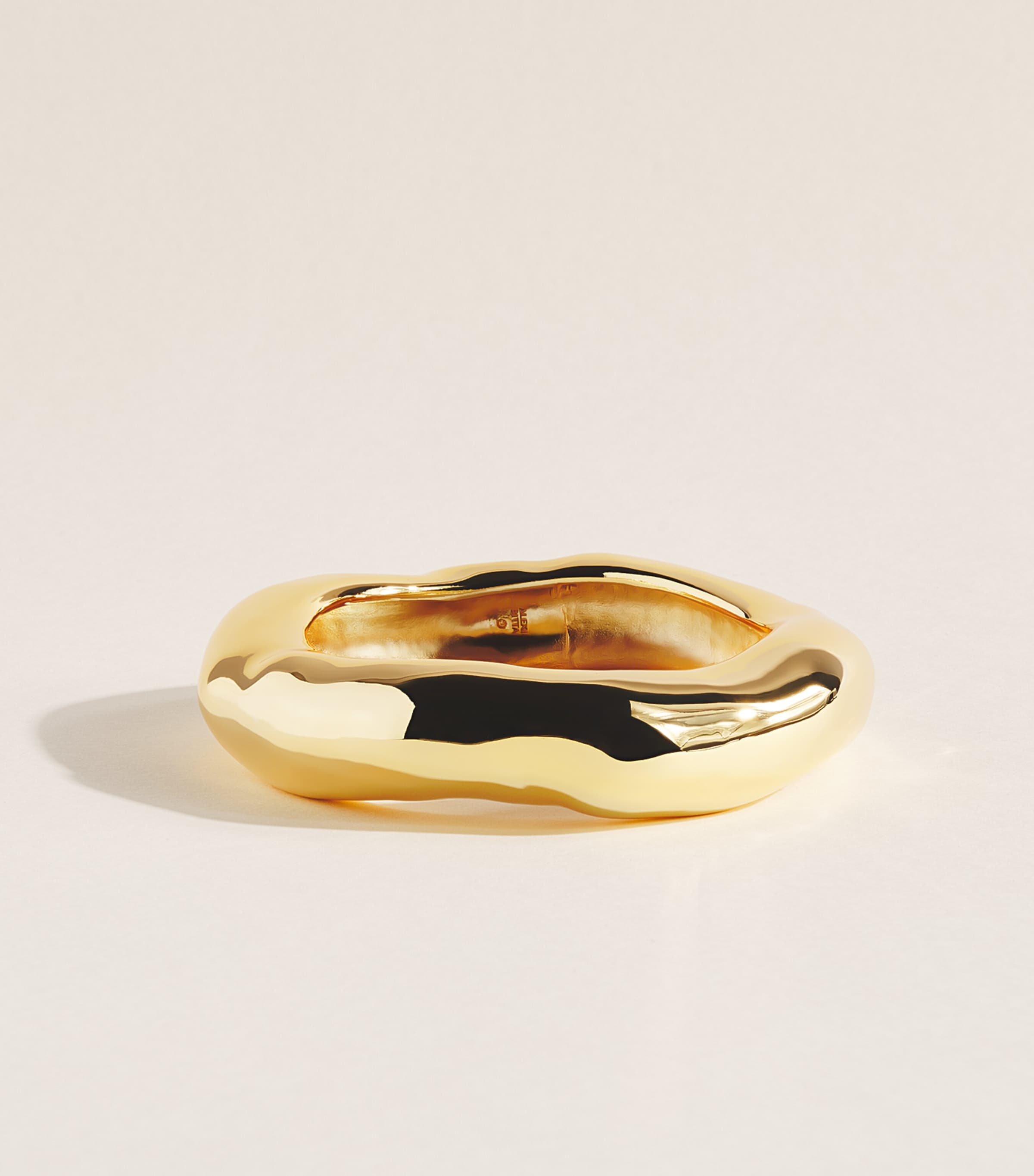 Alexis Bittar Large Gold-Plated Molten Wide Bangle No Stones Gold