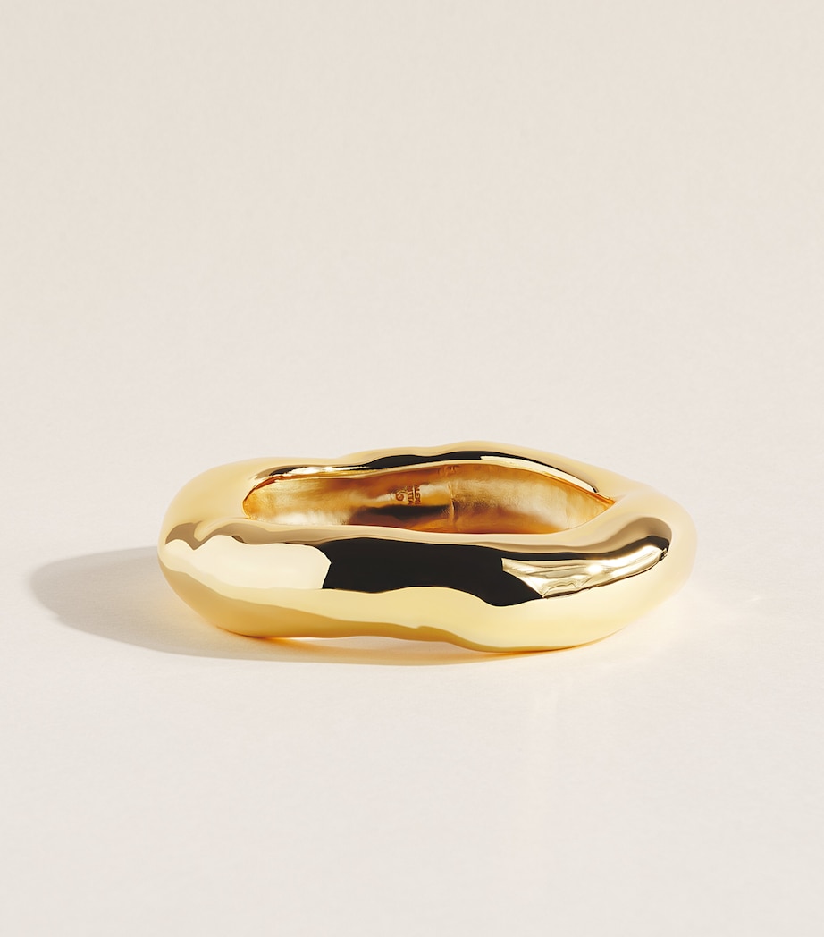 Alexis Bittar Large Gold-Plated Molten Wide Bangle No Stones Gold Image 1