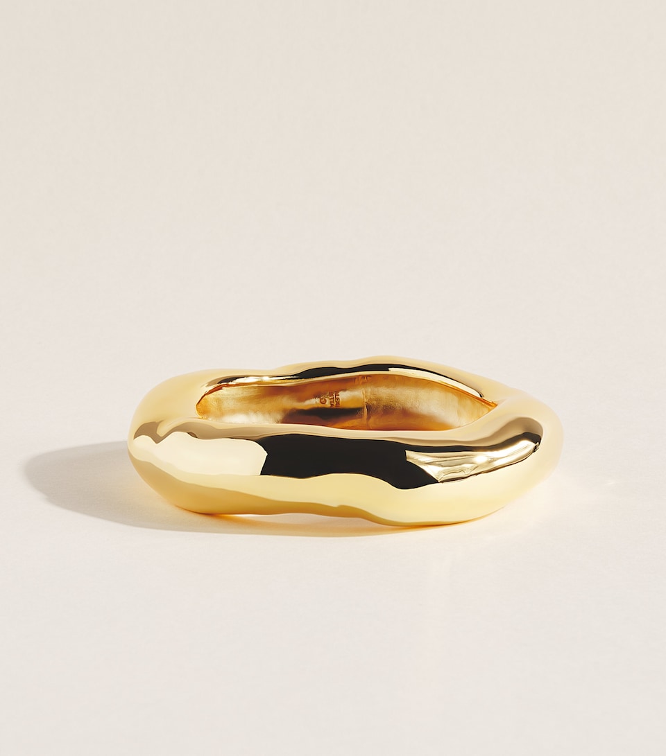 Alexis Bittar Large Gold-Plated Molten Wide Bangle No Stones Gold