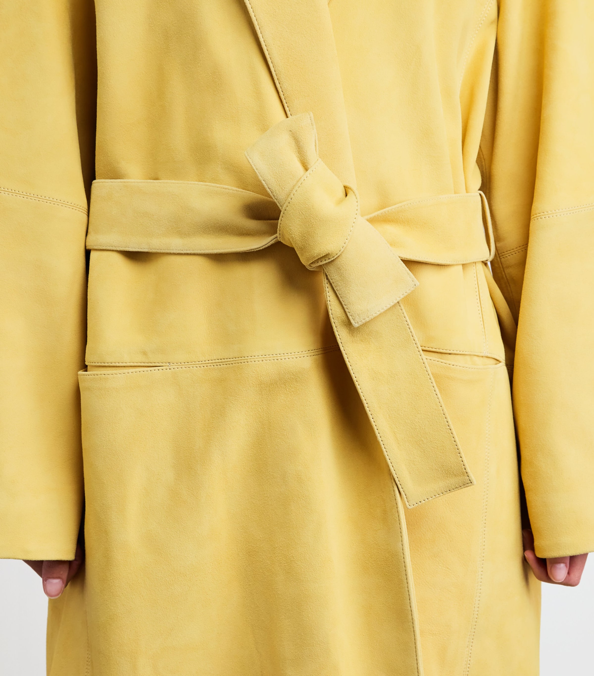 Simkhai Womens Suede Enola Trench Coat Buttercream Image 3