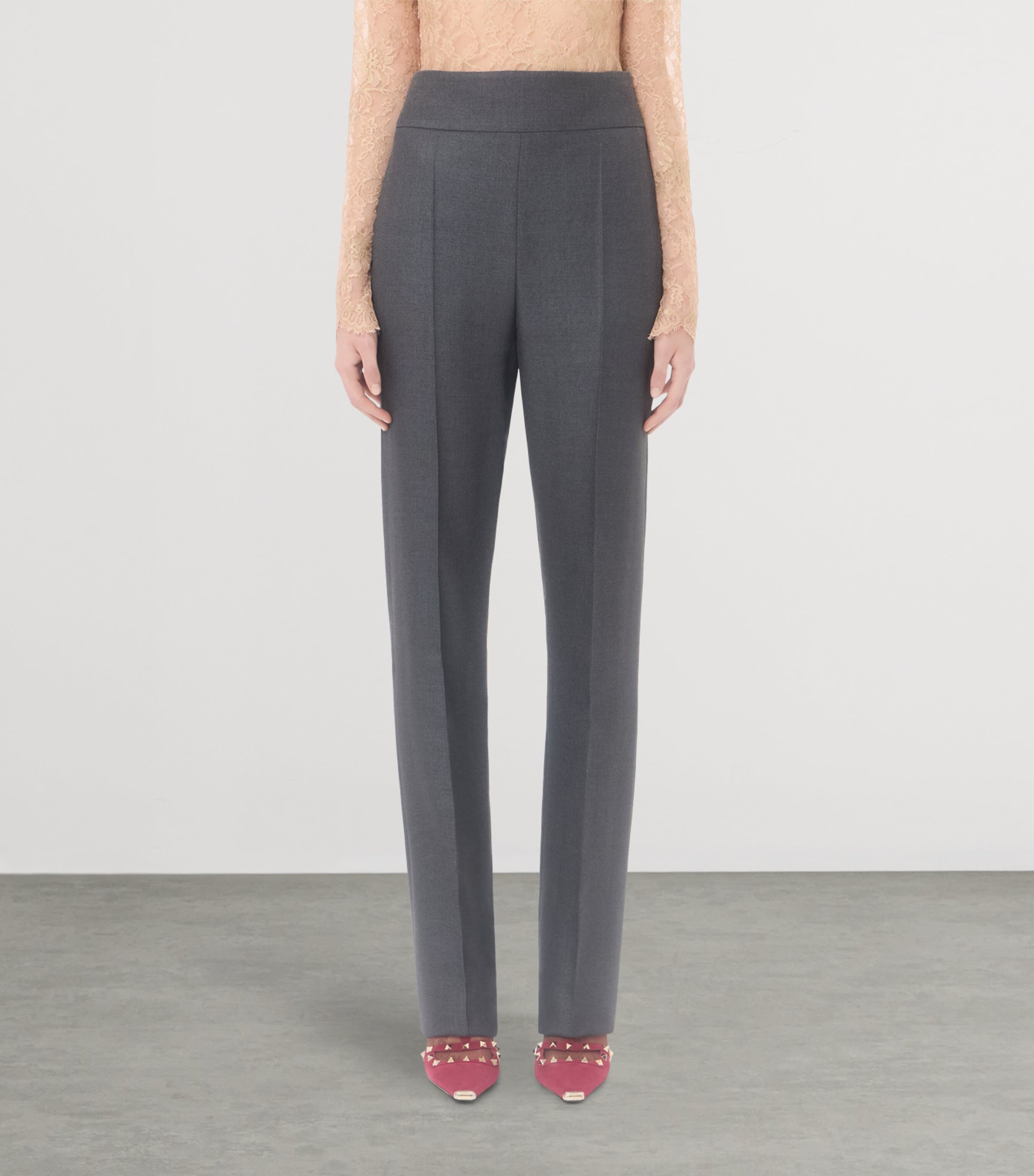 Valentino Womens Silk-Wool Straight Trousers Image 3