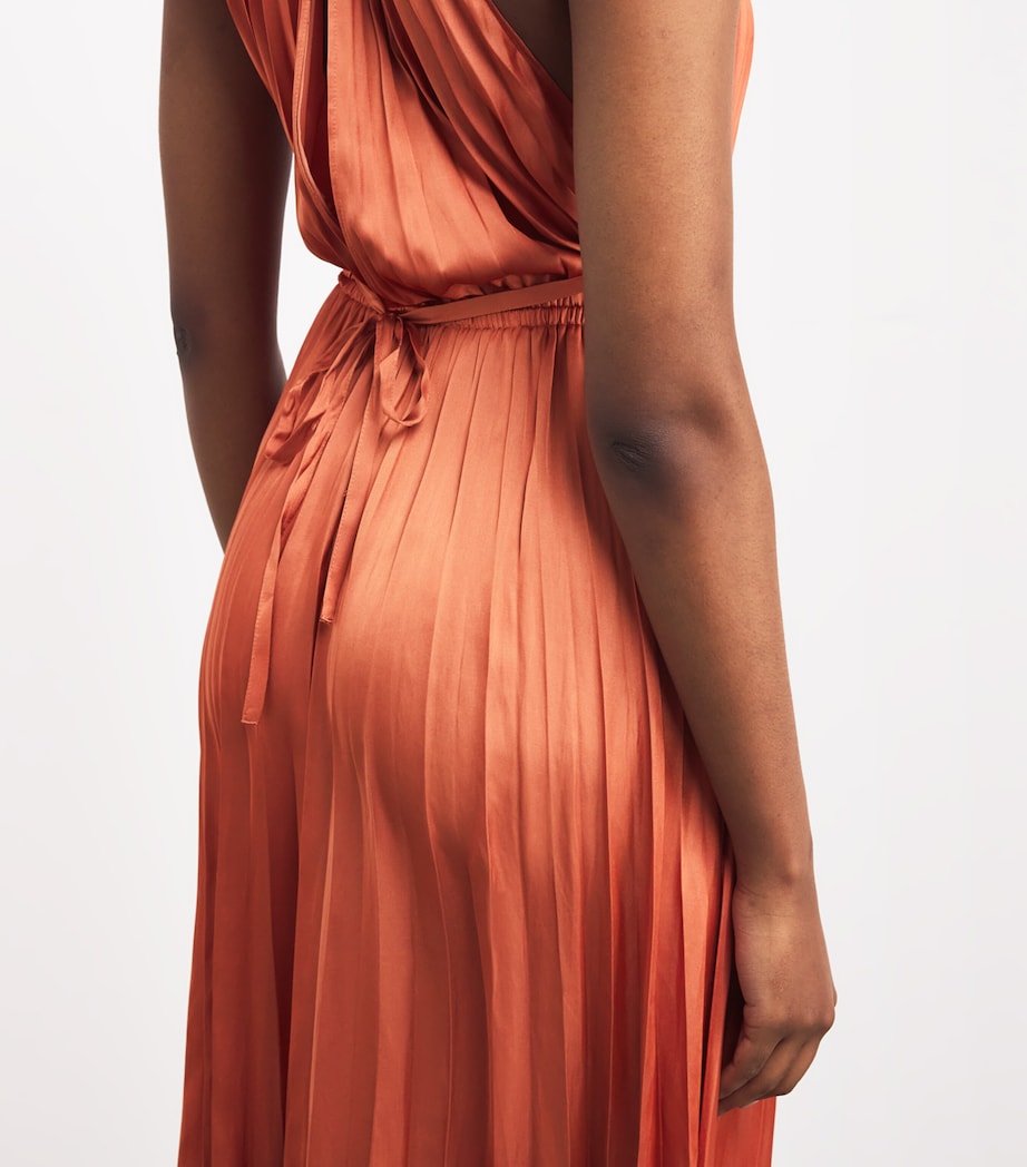 Satin Pleated Midi Dress TERRACOTA Image 4