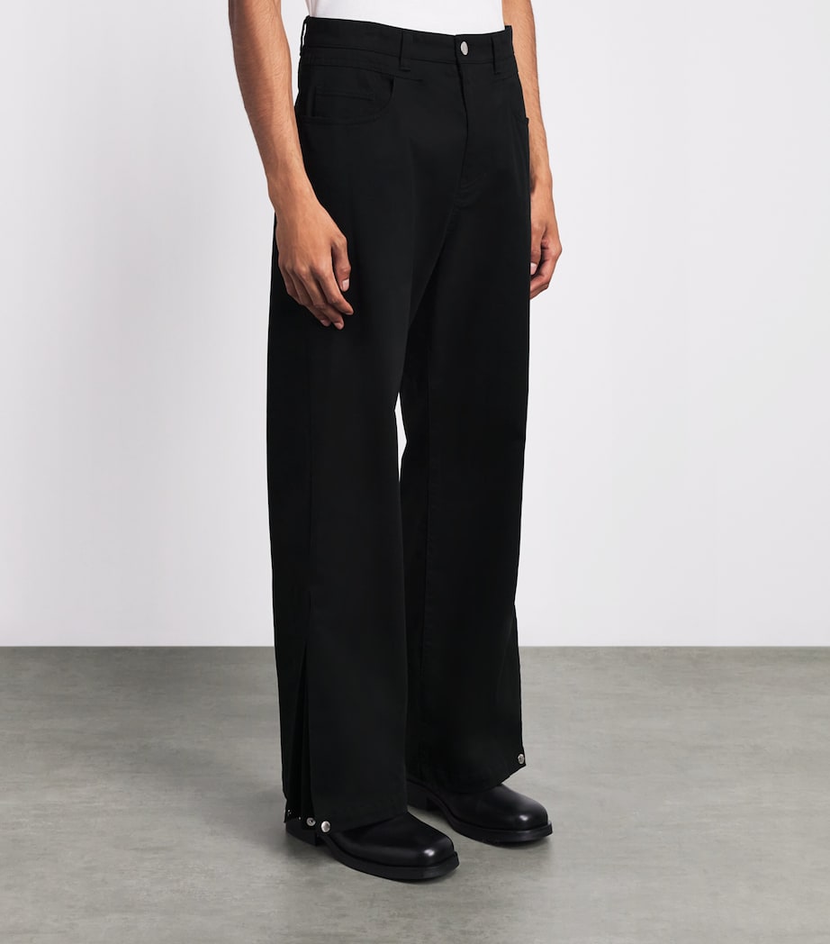 System Mens Cotton-Blend Side-Pleated Trousers Black Image 4
