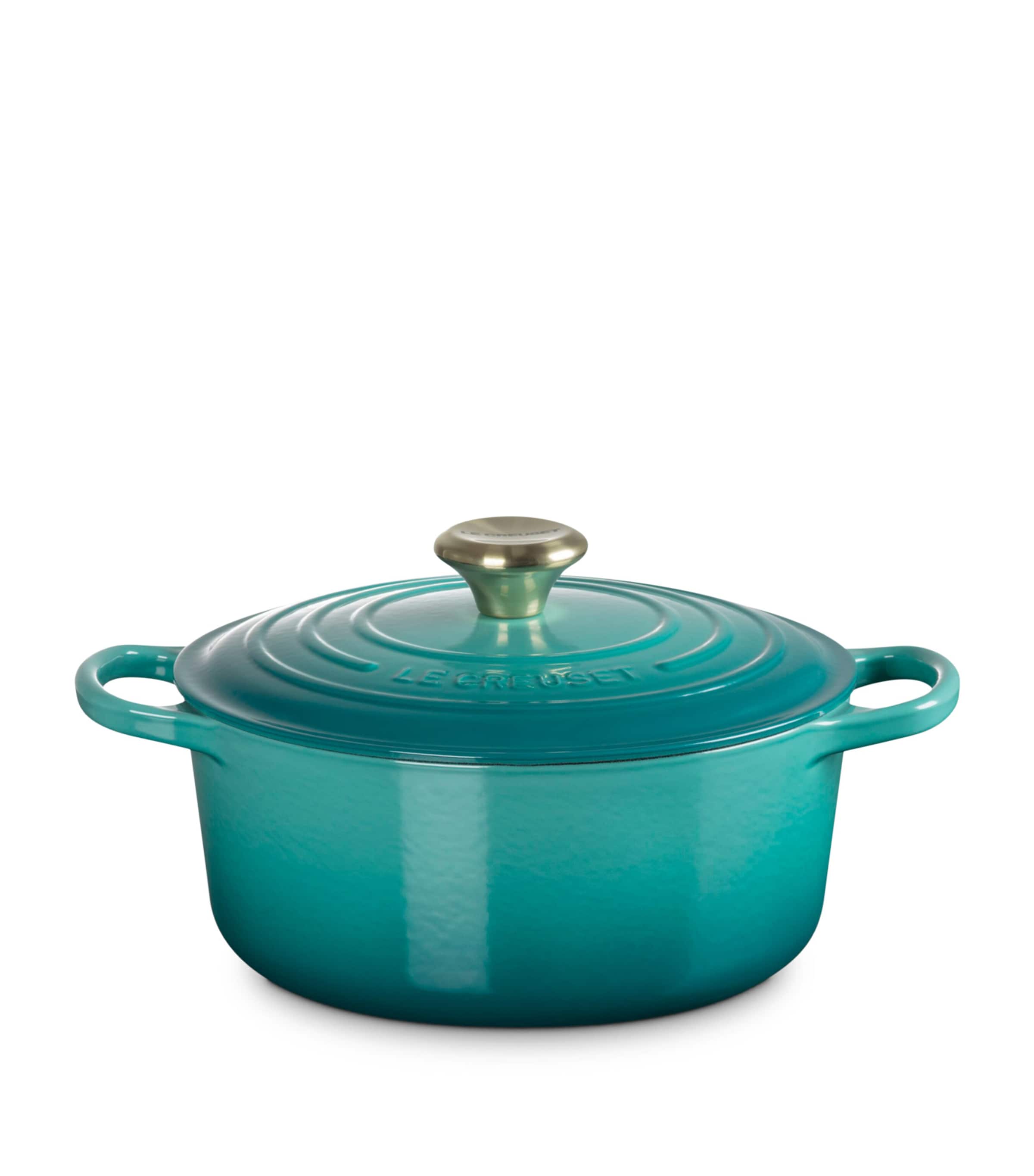 Le Creuset Cast Iron Round Casserole Dish (24cm) Bleu Riviera Image 1