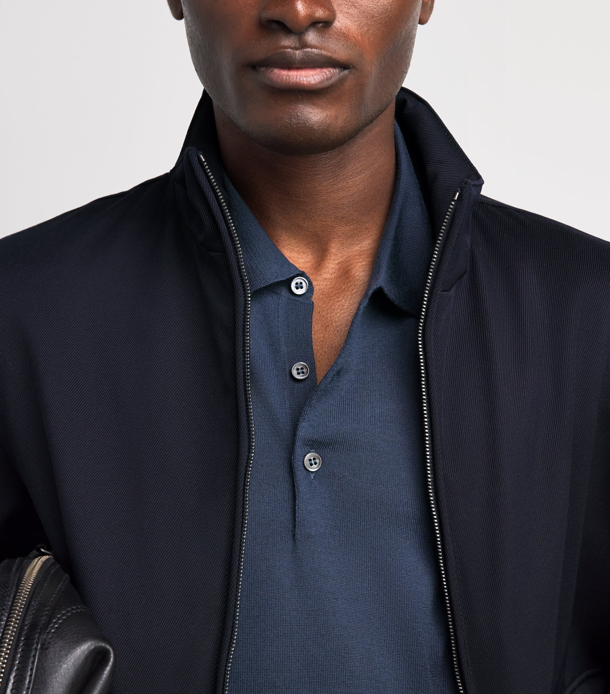 Corneliani Mens Wool Polo Shirt Drk Ceruole Ble Image 3