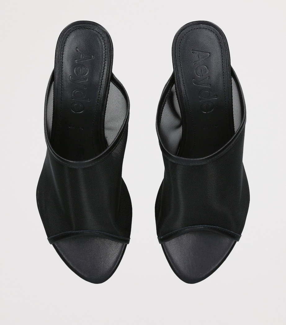 aeyde Leather-Mesh Suzanne Wedge Sandals 55 Black Image 3