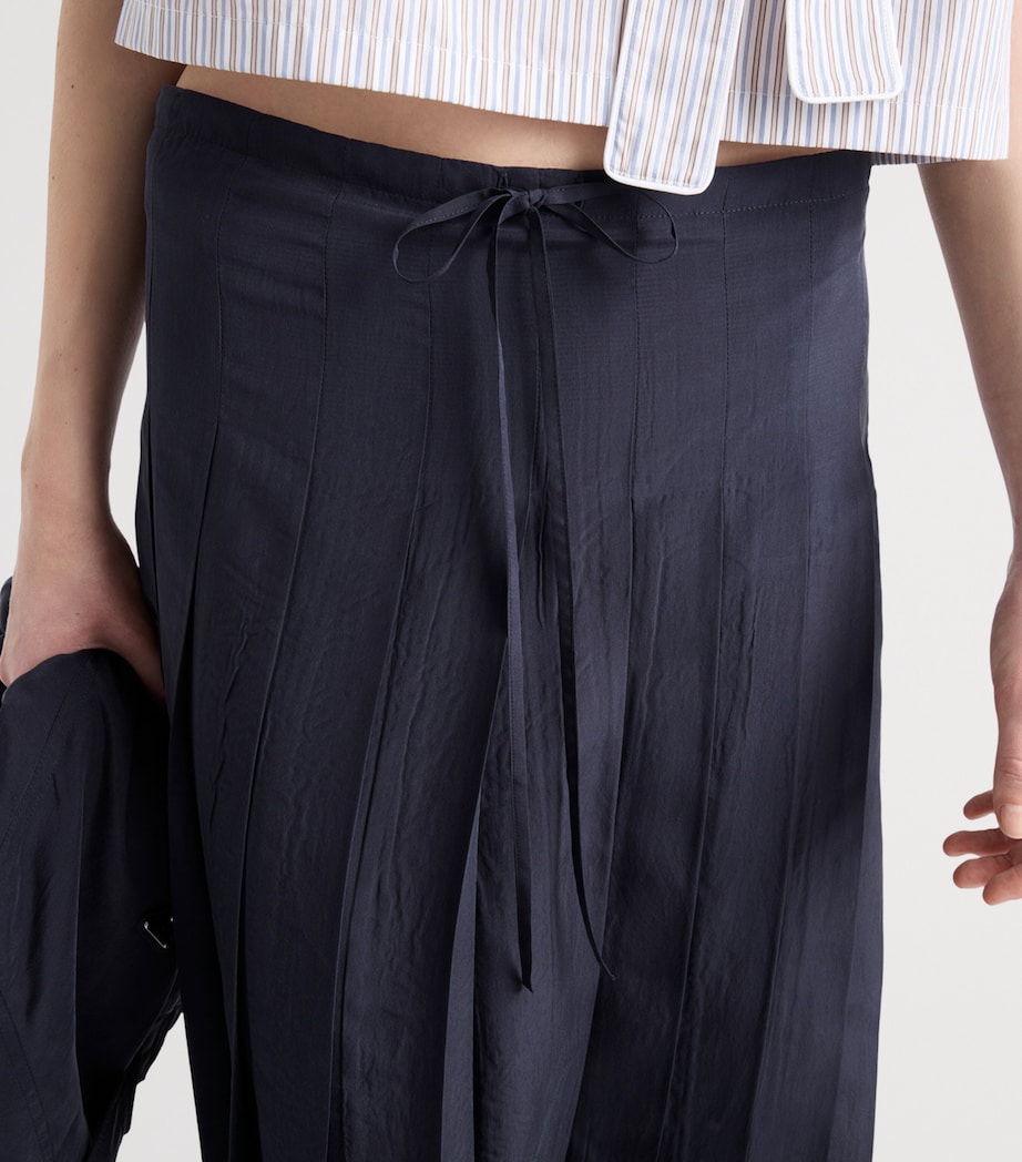 Prada Womens Silk Pleated Midi Skirt Image 4