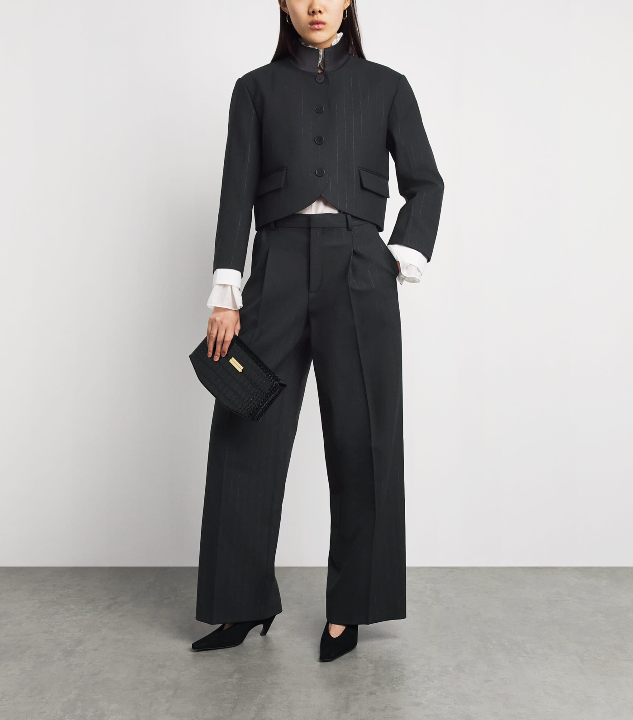 Sandro Paris Womens Stripe Tailored Trousers Black Image 2