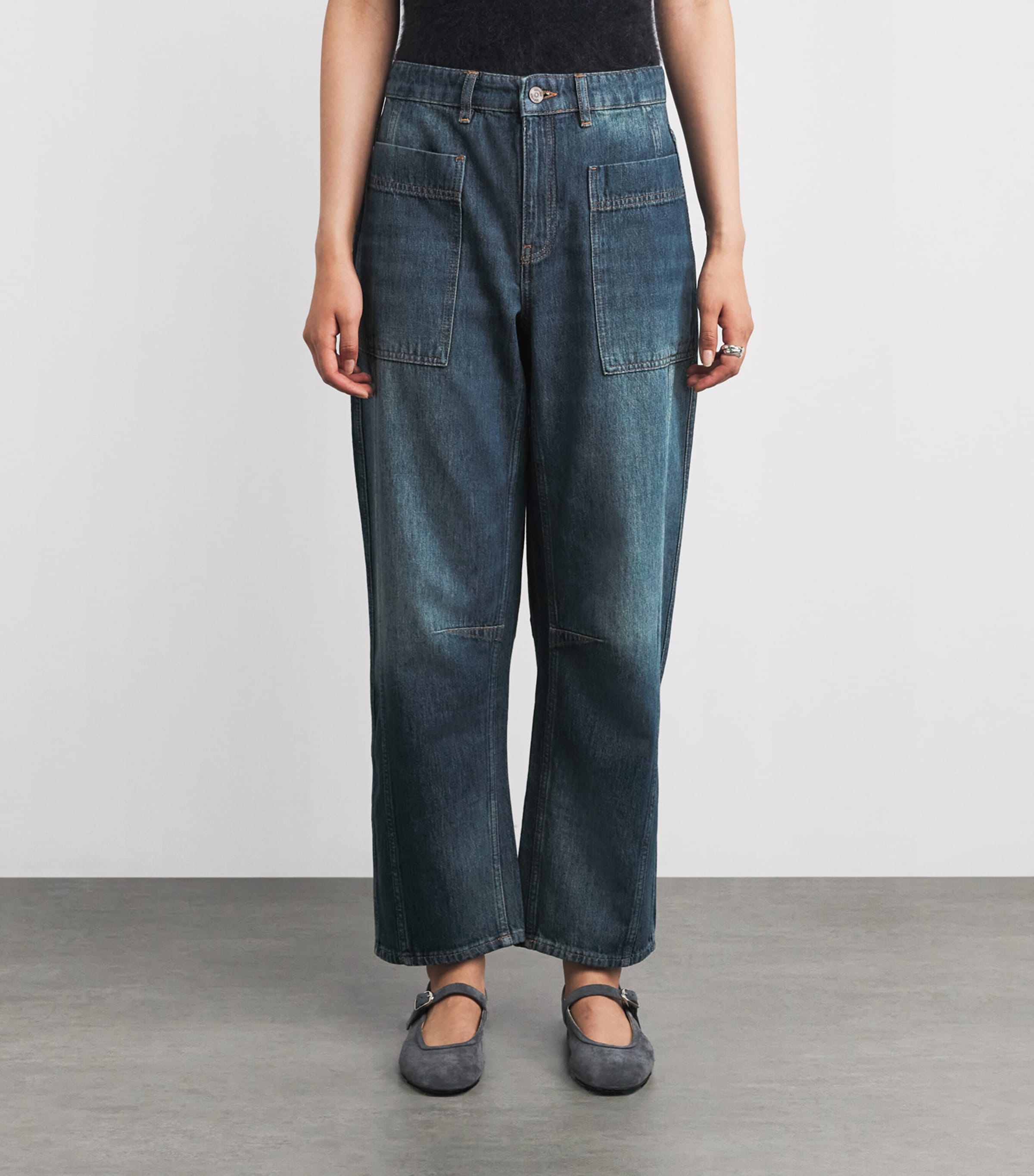 Engineered Cropped Jeans MID BLUE WASH Image 3