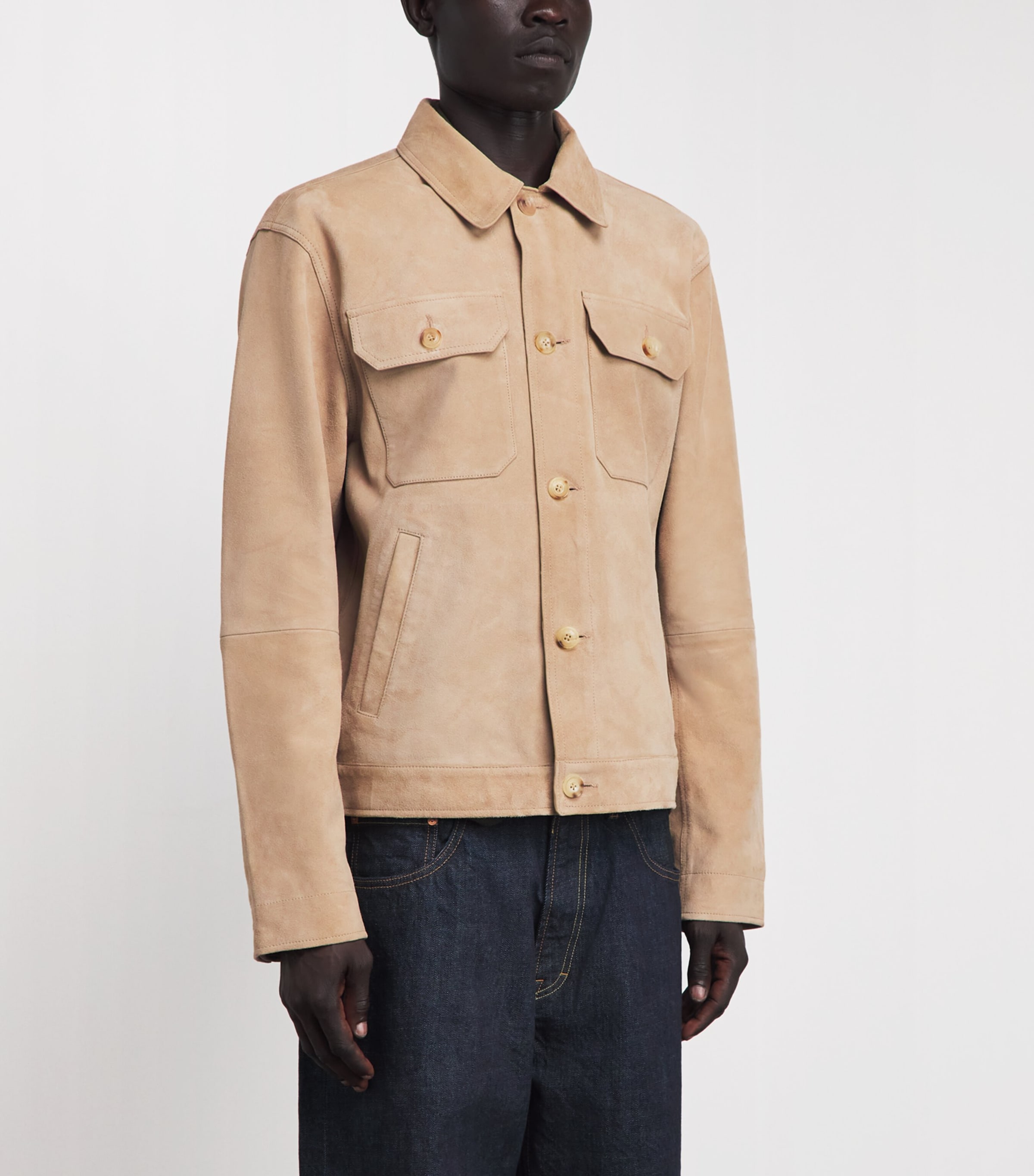 Polo Ralph Lauren Mens Suede Jacket Cafe Tan Suede Image 4