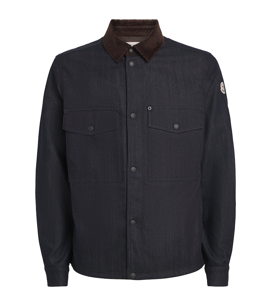 Corduroy-Trim Denim Shirt Jacket 76C Image 1