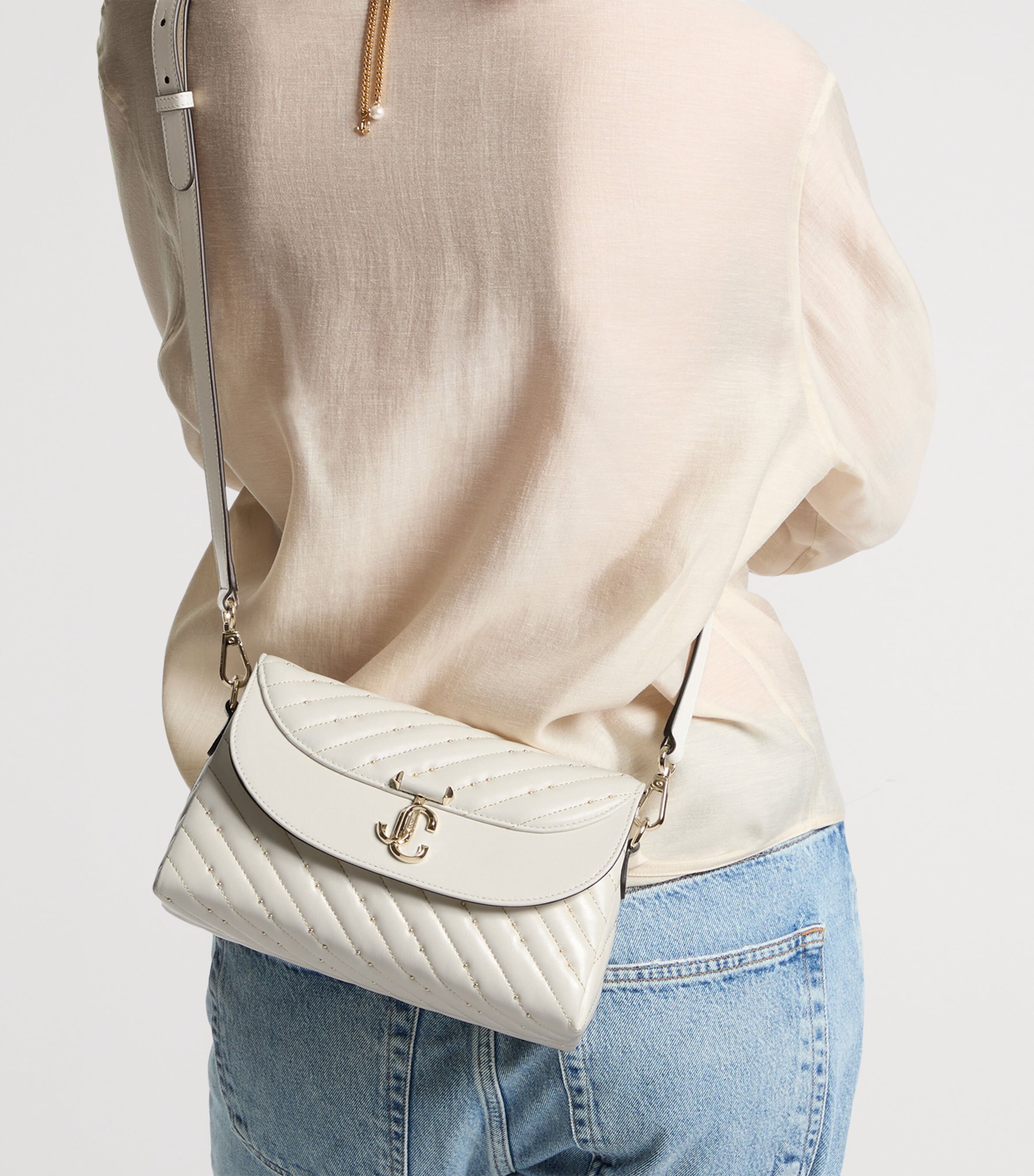 Jimmy Choo Leather Curve Top-Handle Bag Latte/shiny Gold Image 2