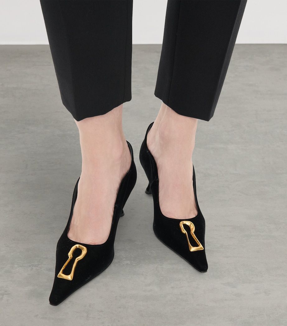 Schiaparelli Velvet Keyhole Pumps 60 Black Image 3