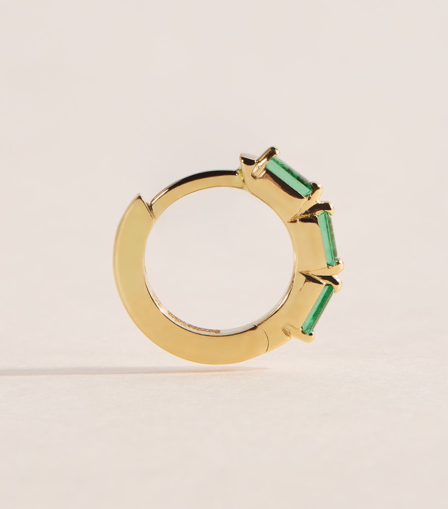 Suzanne Kalan Yellow Gold and Emerald Bold Triple Huggie Earrings Yg/emer Image 3